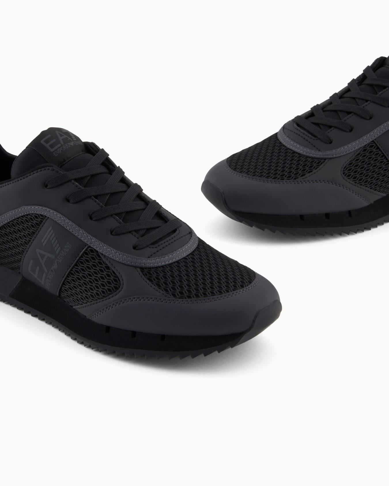 EA7 Ea7 Erkek Nefes Alabilen File Detaylı Rahat Taban Kartal Logo Motifli Siyah Sneaker 7X000334 AF18610-MC178