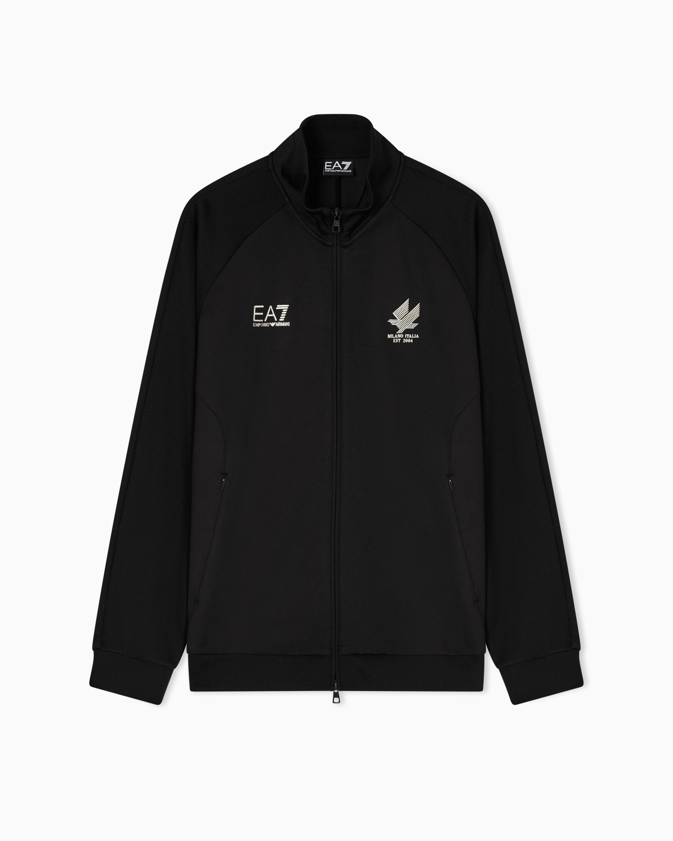 EA7 Ea7 Erkek Normal Kalıp Esnek Kumaşlı Fermuarlı Dik Yakalı EA7 Logo Detaylı Siyah Sweatshirt 7M002297 AF21420-UC001