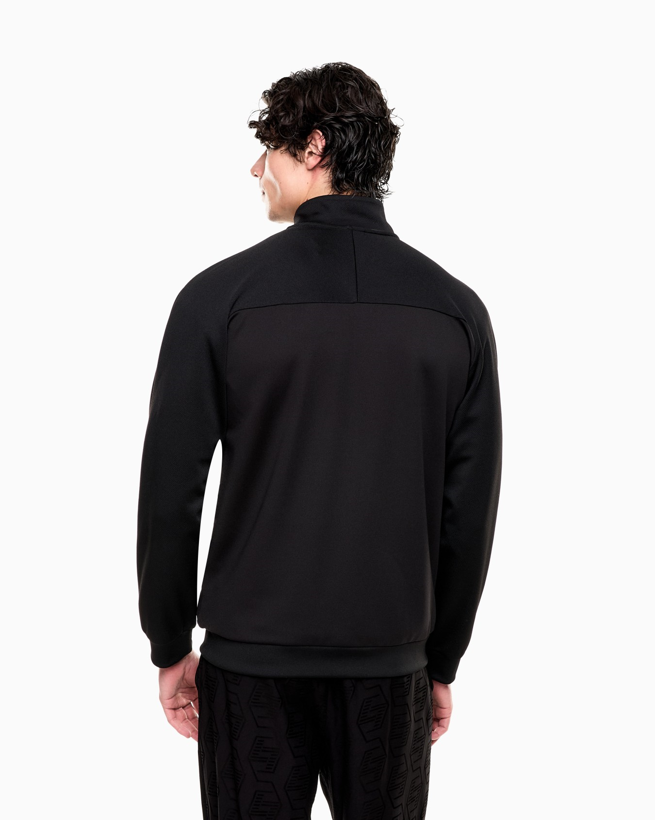 EA7 Ea7 Erkek Normal Kalıp Esnek Kumaşlı Fermuarlı Dik Yakalı EA7 Logo Detaylı Siyah Sweatshirt 7M002297 AF21420-UC001