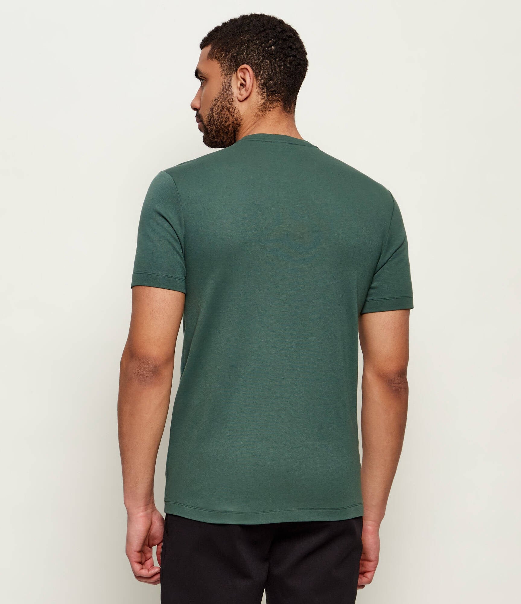 EA7 Ea7 Erkek Normal Kalıp Viskoz Karışımlı Kumaş Yuvarlak Yakalı Logo Etiketli Kısa Kollu Yeşil T-Shirt 7M001331 AF13739-U7260