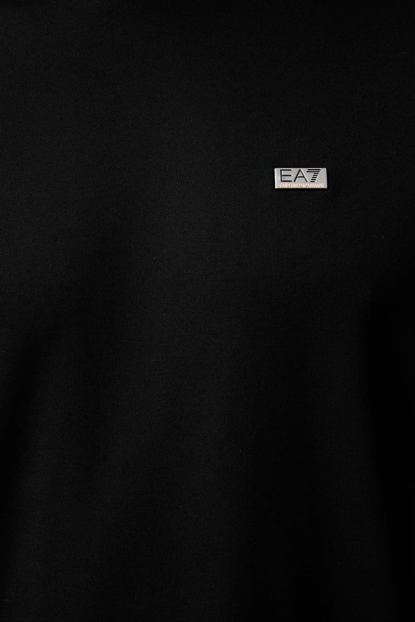 EA7 Ea7 Erkek Normal Kalıp Yumuşak Dokuma Kumaşlı Plaka Logolu Kısa Kollu Siyah T-Shirt 7M002096 AF13862-UC001