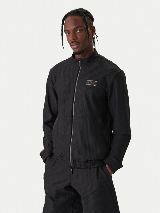 EA7 Ea7 Erkek Normal Kesim Dik Yakalı Fermuarlı Uzun Kollu Siyah Sweatshirt 7M001338 AF21099-UC001