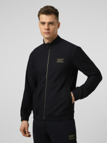 EA7 Ea7 Erkek Normal Kesim Dik Yakalı Fermuarlı Uzun Kollu Lacivert Sweatshirt 7M001338 AF21099-UB102