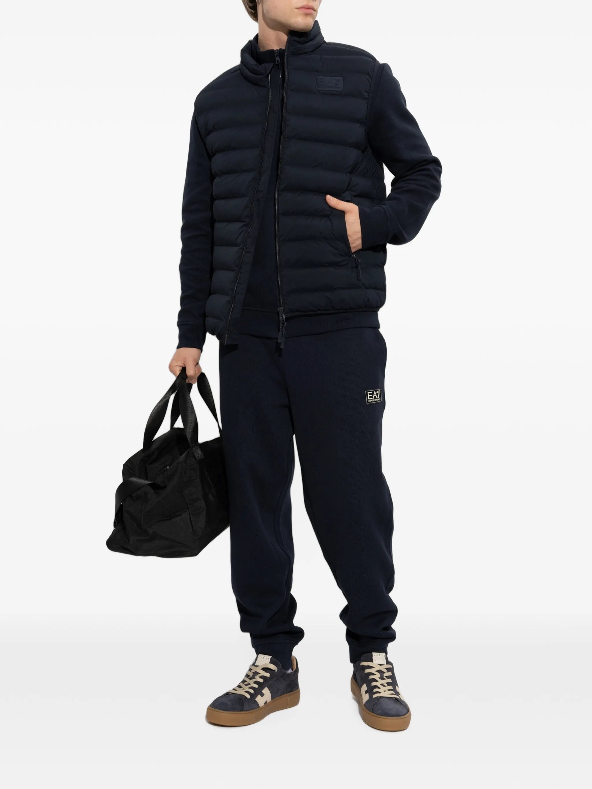 EA7 Ea7 Erkek Pamuklu Regular Fit Kapitoneli Kapüşonlu Fermuarlı Lacivert Yelek 7M002381 AF15953-UB102
