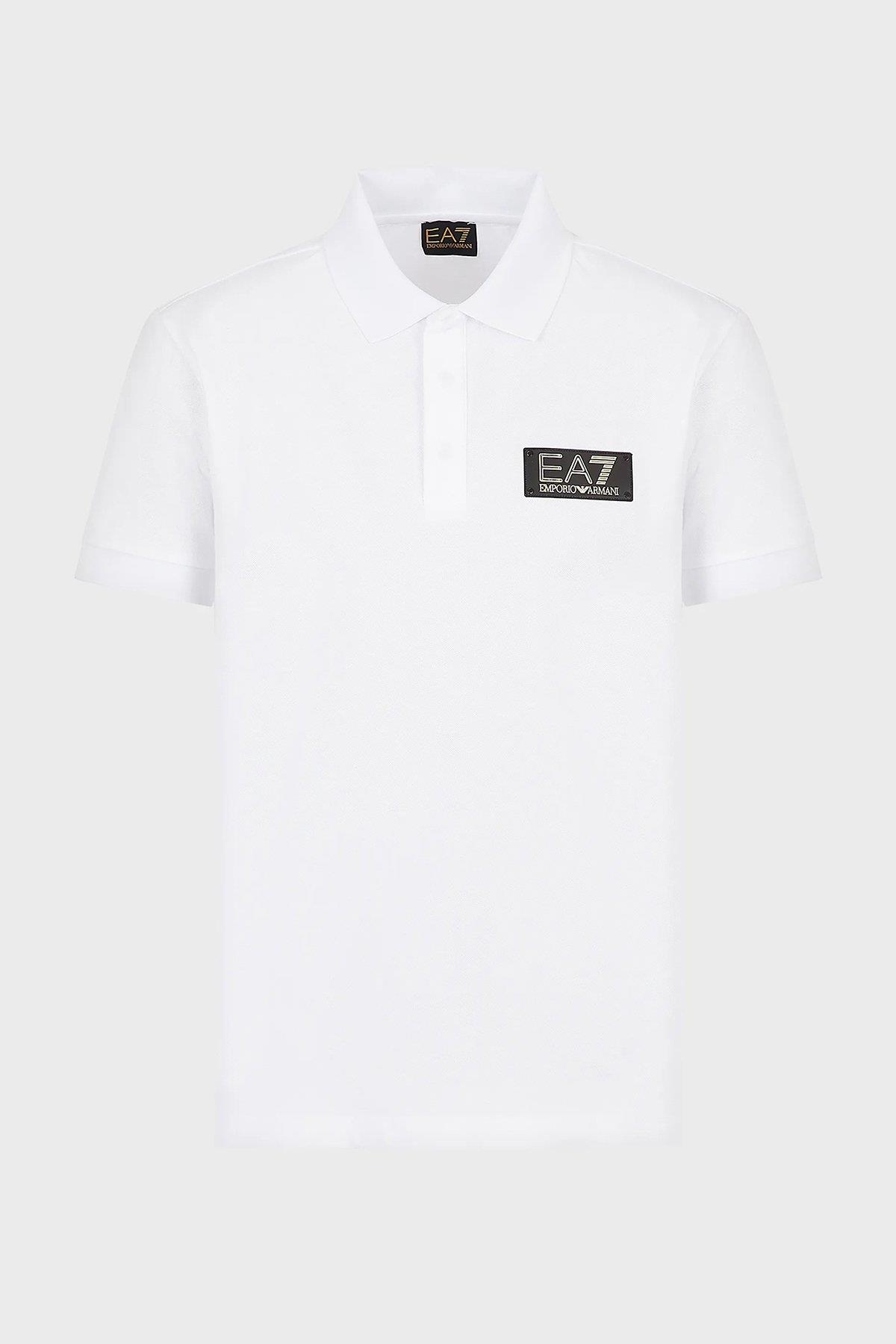 Ea7 Ea7 Erkek Pamuklu Slim Fit Polo Yaka Beyaz Polo Yaka T-Shirt 3RPF01 PJ5AZ-1100