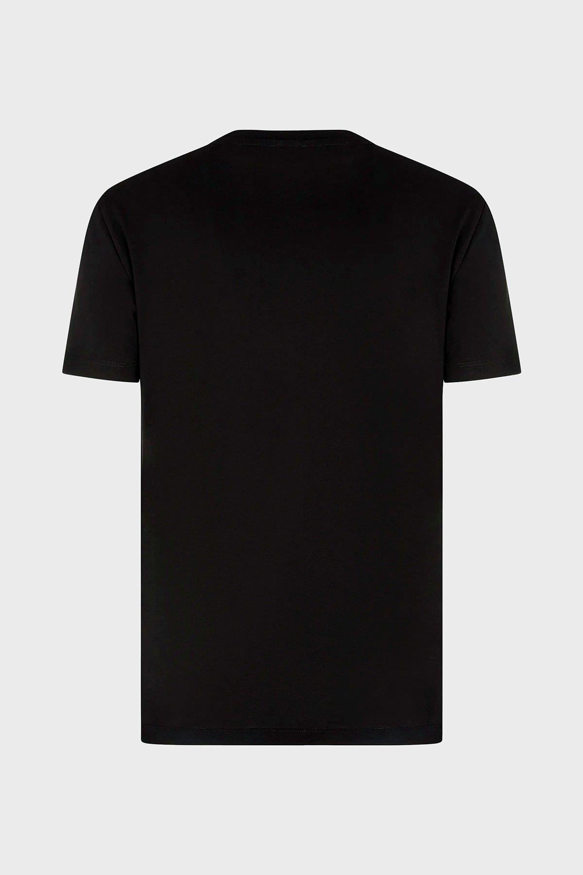 Ea7 Ea7 Erkek Pamuklu Yuvarlak Yaka Marka Logolu Siyah T-Shirt 3RPT19 PJM9Z-1200
