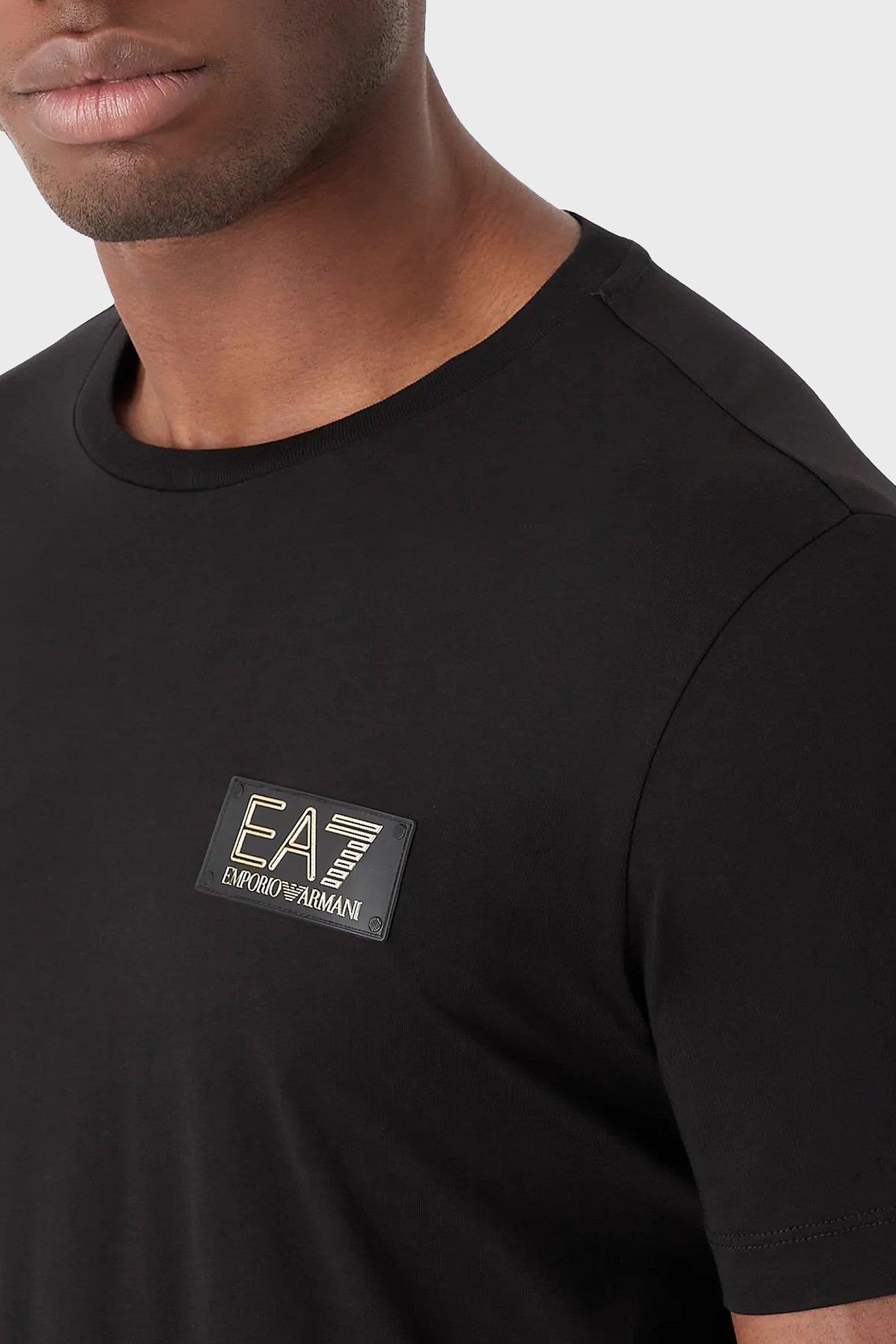 Ea7 Ea7 Erkek Pamuklu Yuvarlak Yaka Marka Logolu Siyah T-Shirt 3RPT19 PJM9Z-1200