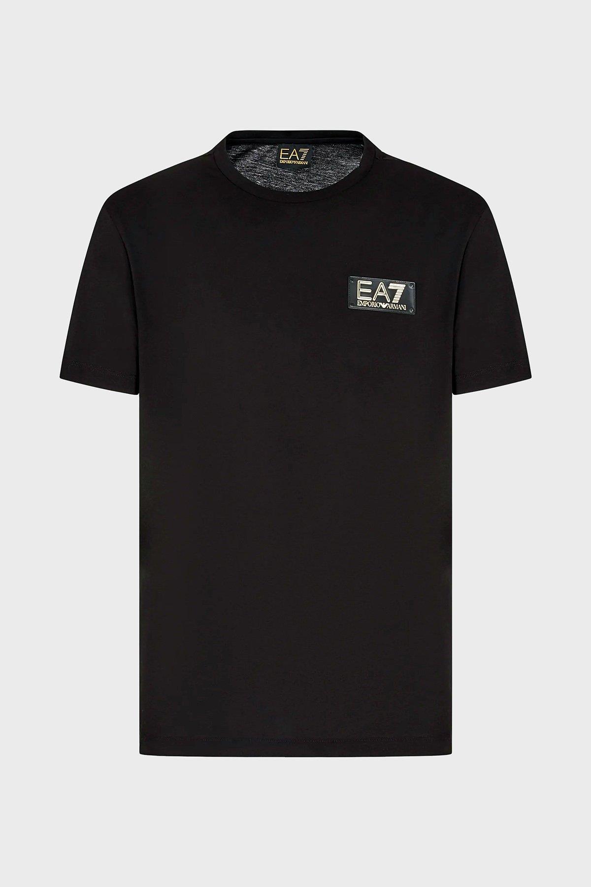 Ea7 Ea7 Erkek Pamuklu Yuvarlak Yaka Marka Logolu Siyah T-Shirt 3RPT19 PJM9Z-1200