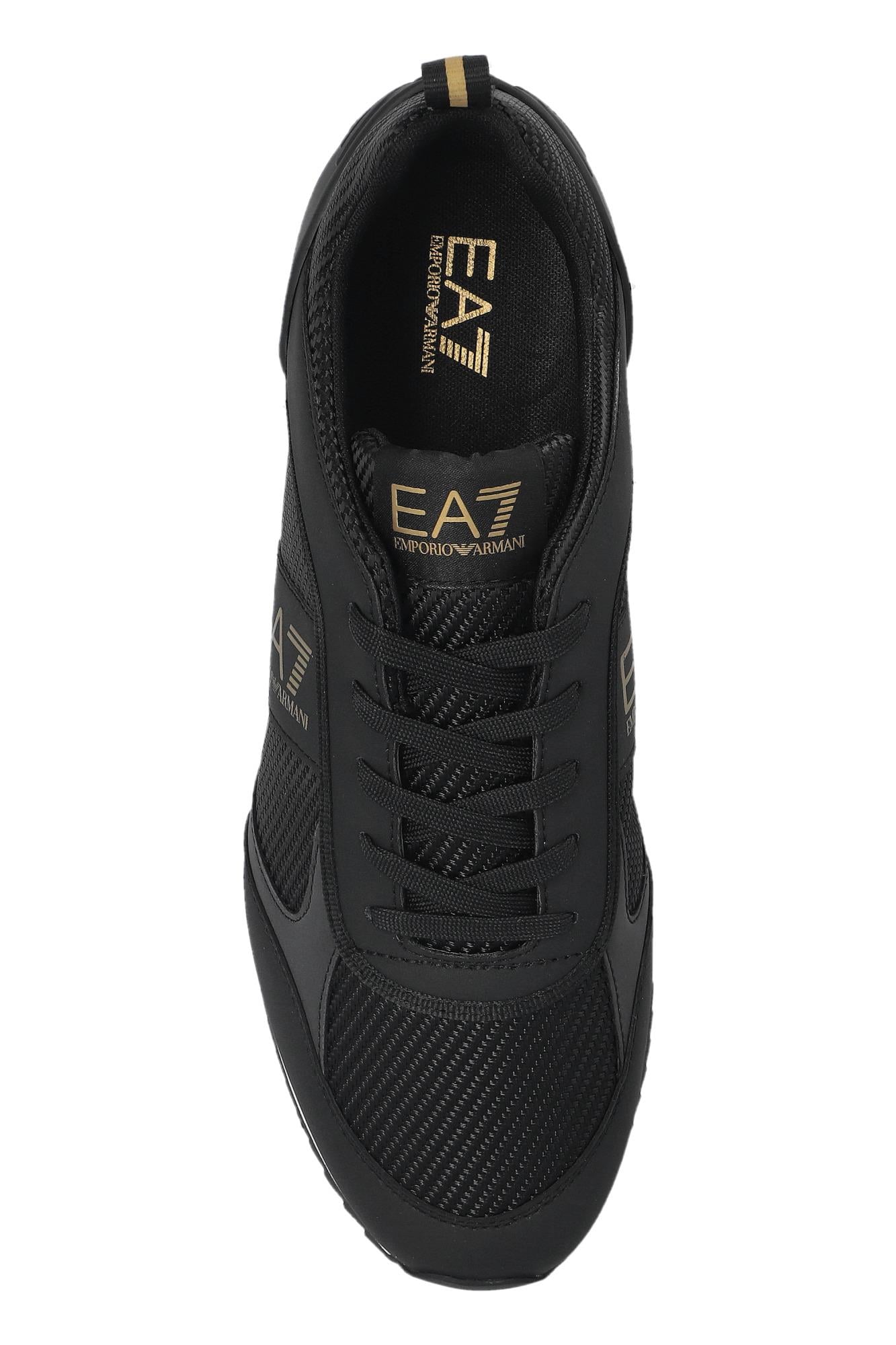 EA7 Ea7 Erkek Rahat Taban Nefes Alabilen File Detaylı Kartal Motifli Siyah-Altın-Beyaz Sneaker 7X000337 AF18613-MZ185