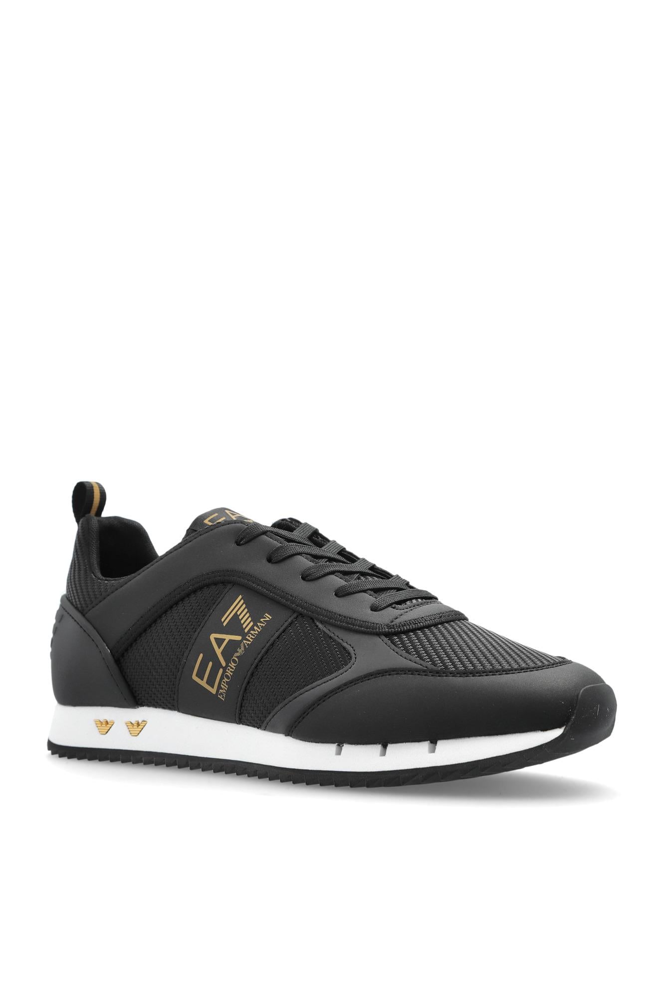 EA7 Ea7 Erkek Rahat Taban Nefes Alabilen File Detaylı Kartal Motifli Siyah-Altın-Beyaz Sneaker 7X000337 AF18613-MZ185