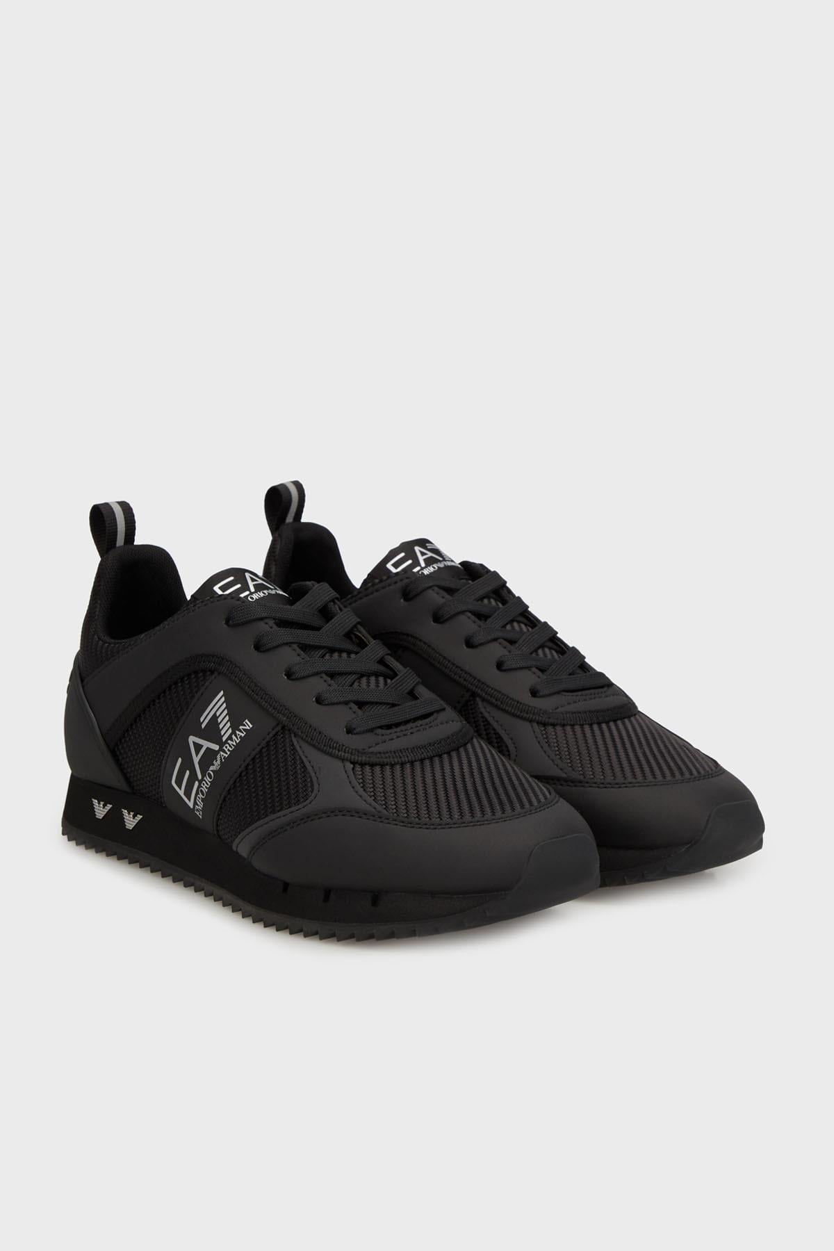 EA7 Ea7 Erkek Rahat Taban Nefes Alabilen File Detaylı Kartal Motifli Siyah-Gümüş Sneaker 7X000337 AF18613-MZ186