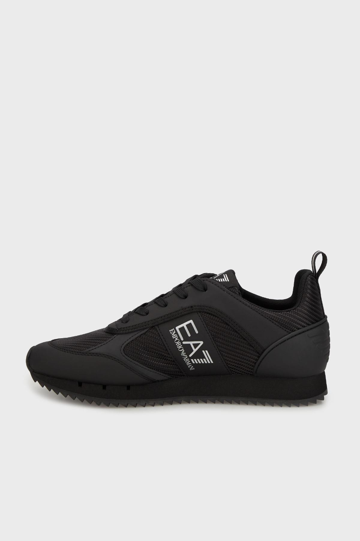 EA7 Ea7 Erkek Rahat Taban Nefes Alabilen File Detaylı Kartal Motifli Siyah-Gümüş Sneaker 7X000337 AF18613-MZ186