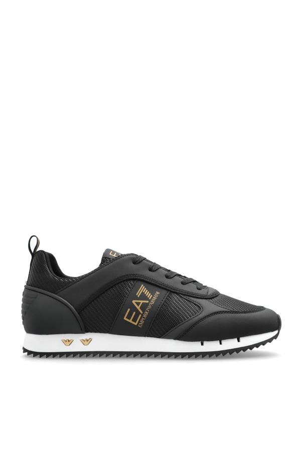 EA7 Ea7 Erkek Rahat Taban Nefes Alabilen File Detaylı Kartal Motifli Siyah-Altın-Beyaz Sneaker 7X000337 AF18613-MZ185