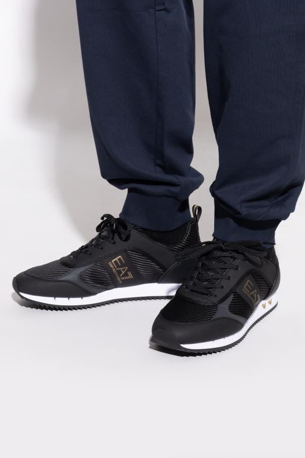 EA7 Ea7 Erkek Rahat Taban Nefes Alabilen File Detaylı Kartal Motifli Siyah-Altın-Beyaz Sneaker 7X000337 AF18613-MZ185