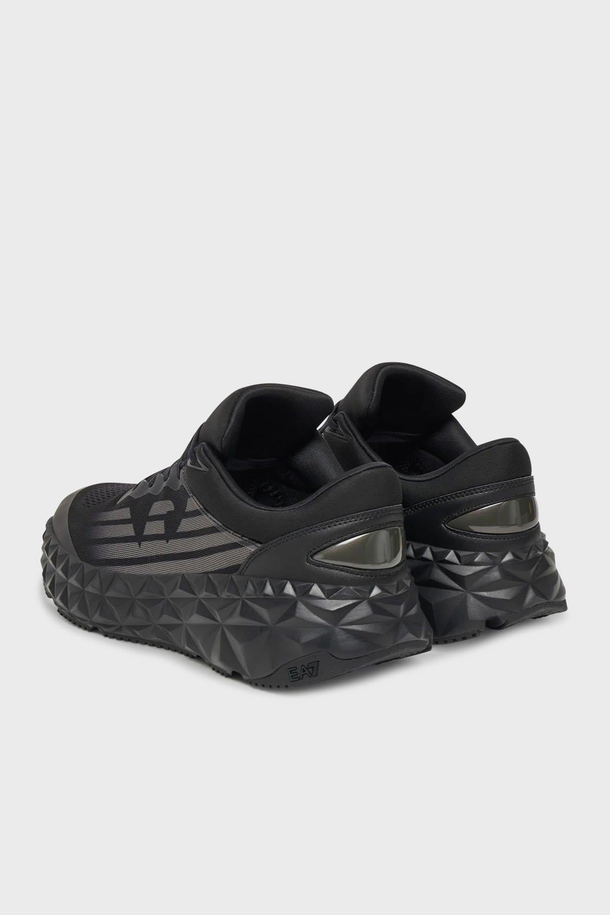 EA7 Ea7 Erkek Rahat Yüksek Tabanlı Nefes Alabilir File Detaylı Armani Kartal Logolu Siyah-Gri Sneaker X8X239 XK432-MC269