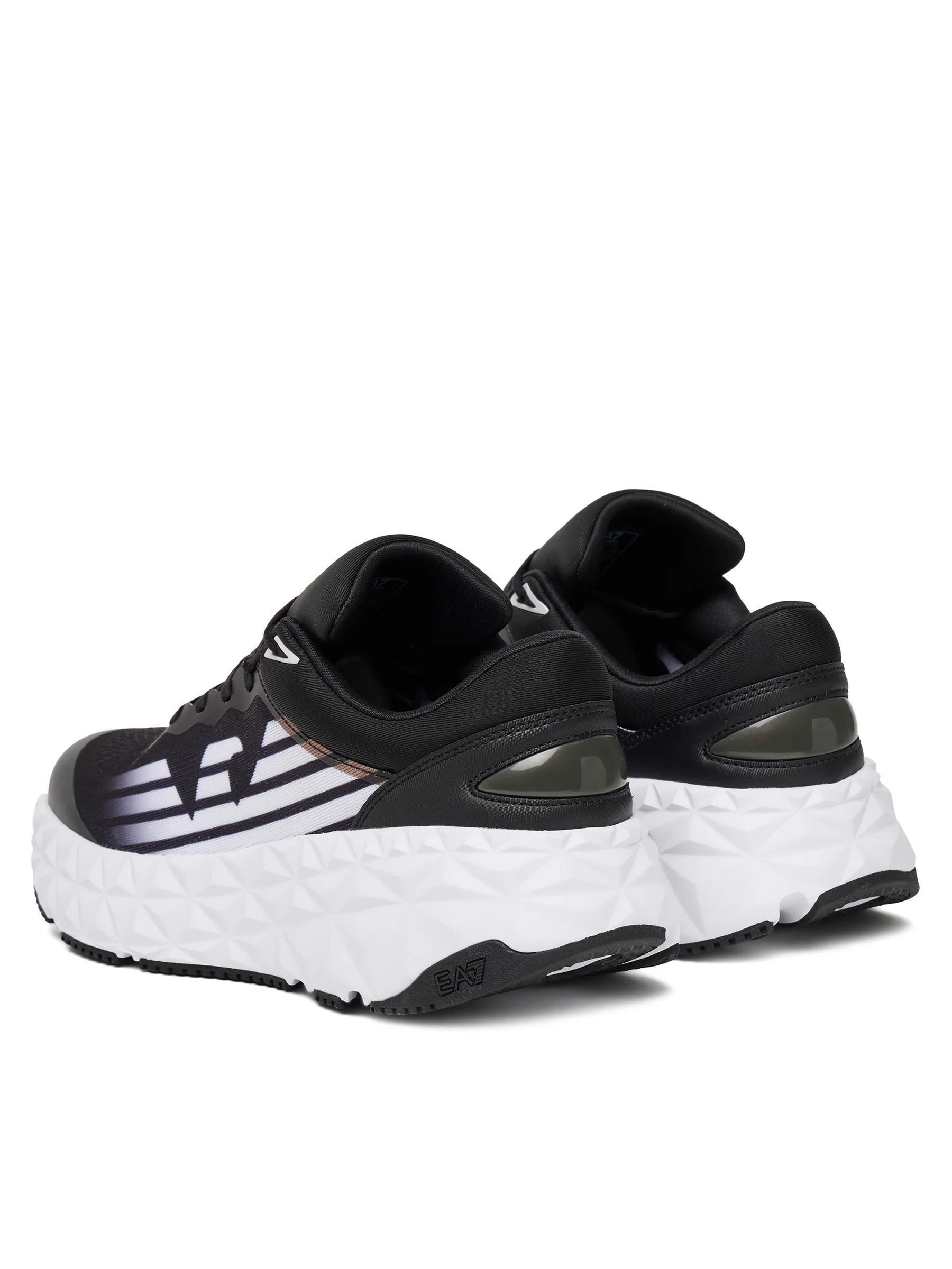 EA7 Ea7 Erkek Rahat Yüksek Tabanlı Nefes Alabilir File Detaylı Armani Kartal Logolu Beyaz-Siyah Sneaker X8X239 XK432-MC001