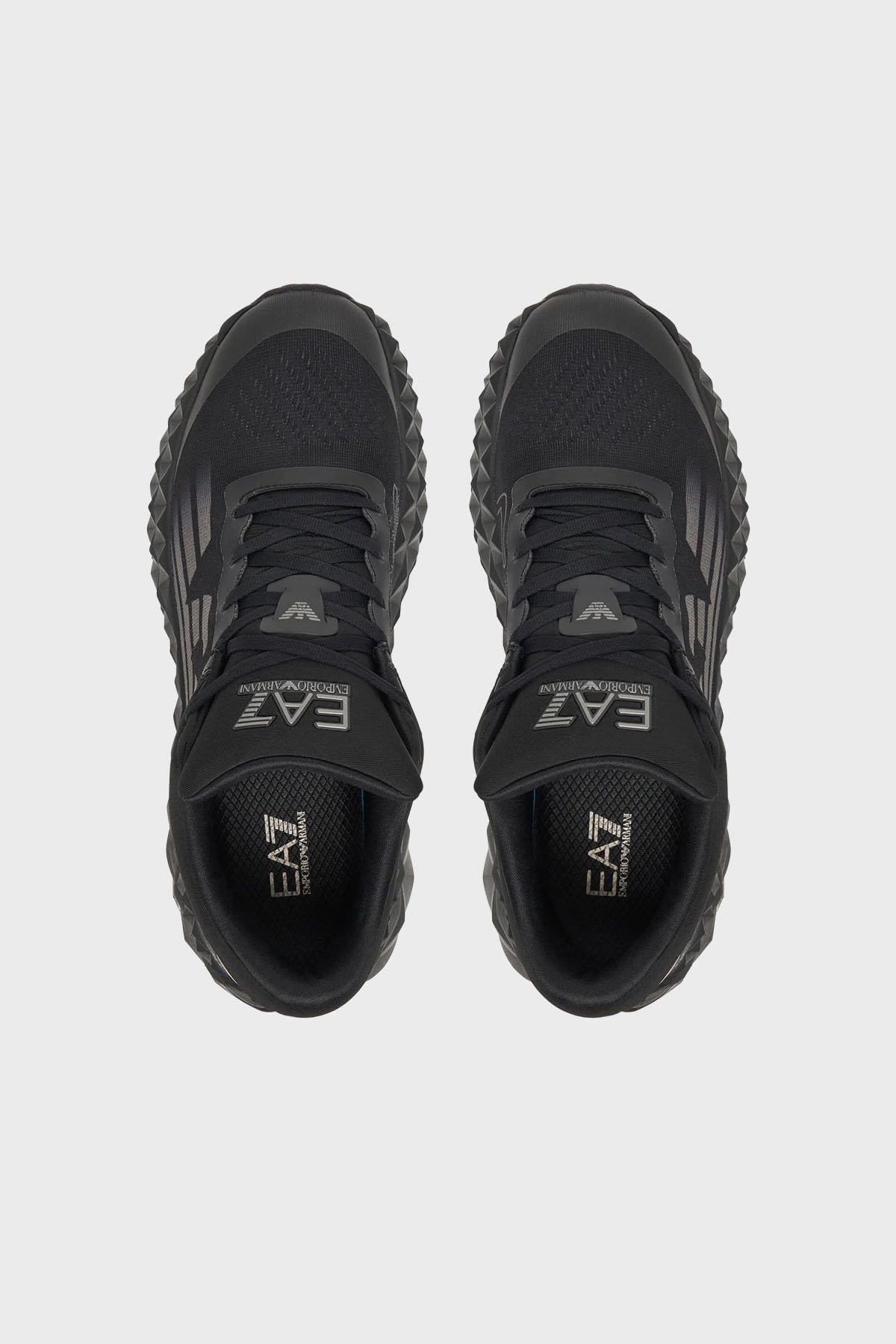 EA7 Ea7 Erkek Rahat Yüksek Tabanlı Nefes Alabilir File Detaylı Armani Kartal Logolu Siyah-Gri Sneaker X8X239 XK432-MC269