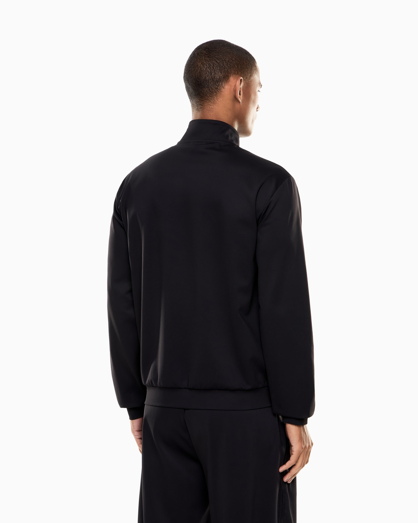 EA7 Ea7 Erkek Regular Fit Fermuarlı Dik Yakalı EA7 Logo İşlemeli Teknik Kumaş Siyah Sweatshirt 7M001364 AF17160-UC001