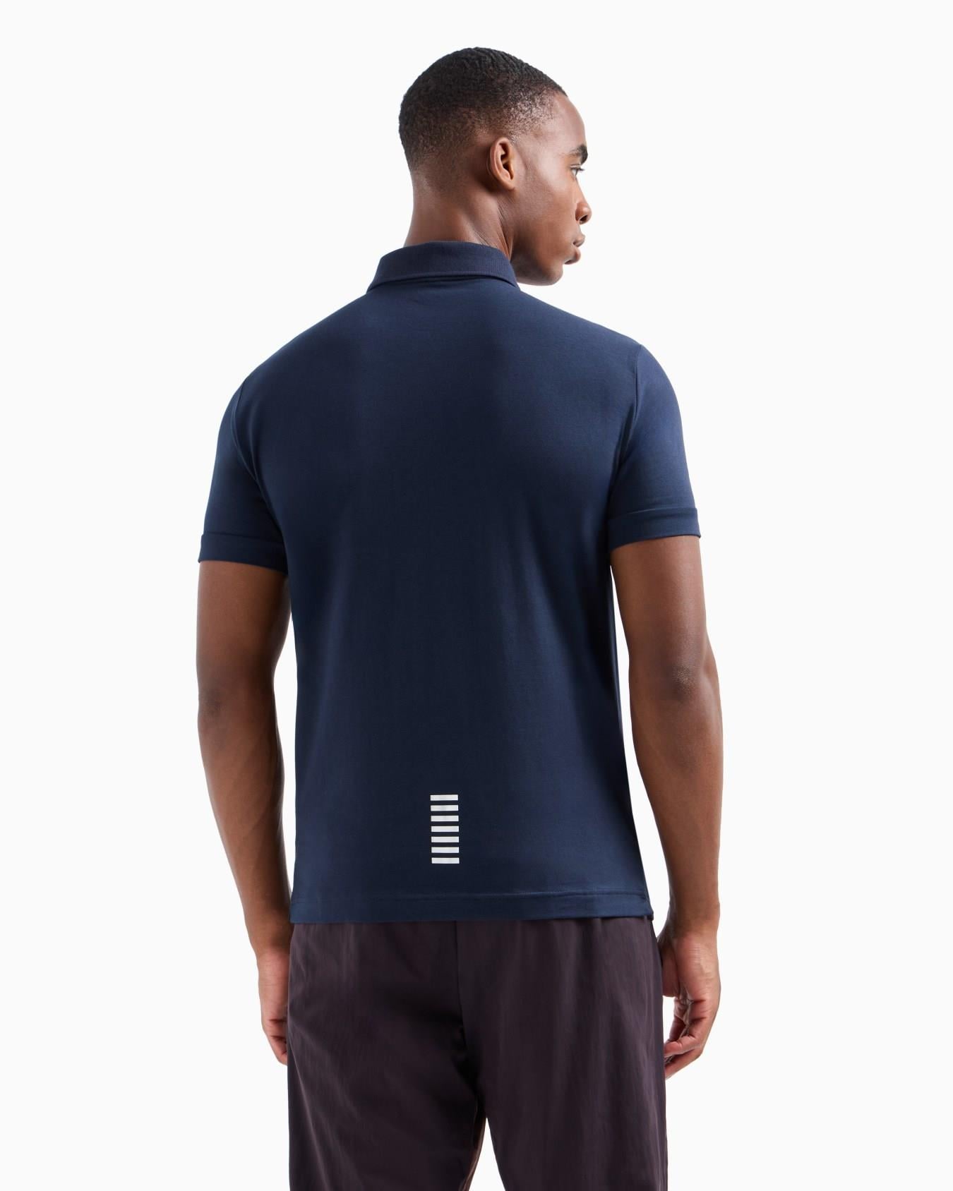 EA7 Ea7 Erkek Regular Fit Logo Baskılı Kısa Kollu Pamuklu Mavi Polo Yaka T-Shirt 8NPF14 PJVQZ-0562