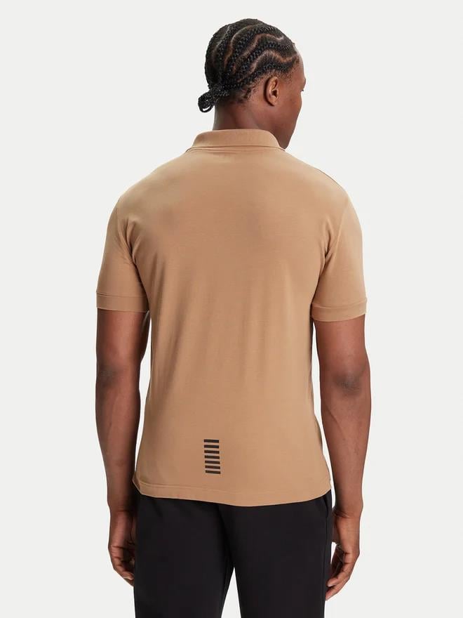 EA7 Ea7 Erkek Regular Fit Logo Baskılı Kısa Kollu Pamuklu Bej Polo Yaka T-Shirt 8NPF14 PJVQZ-U6171