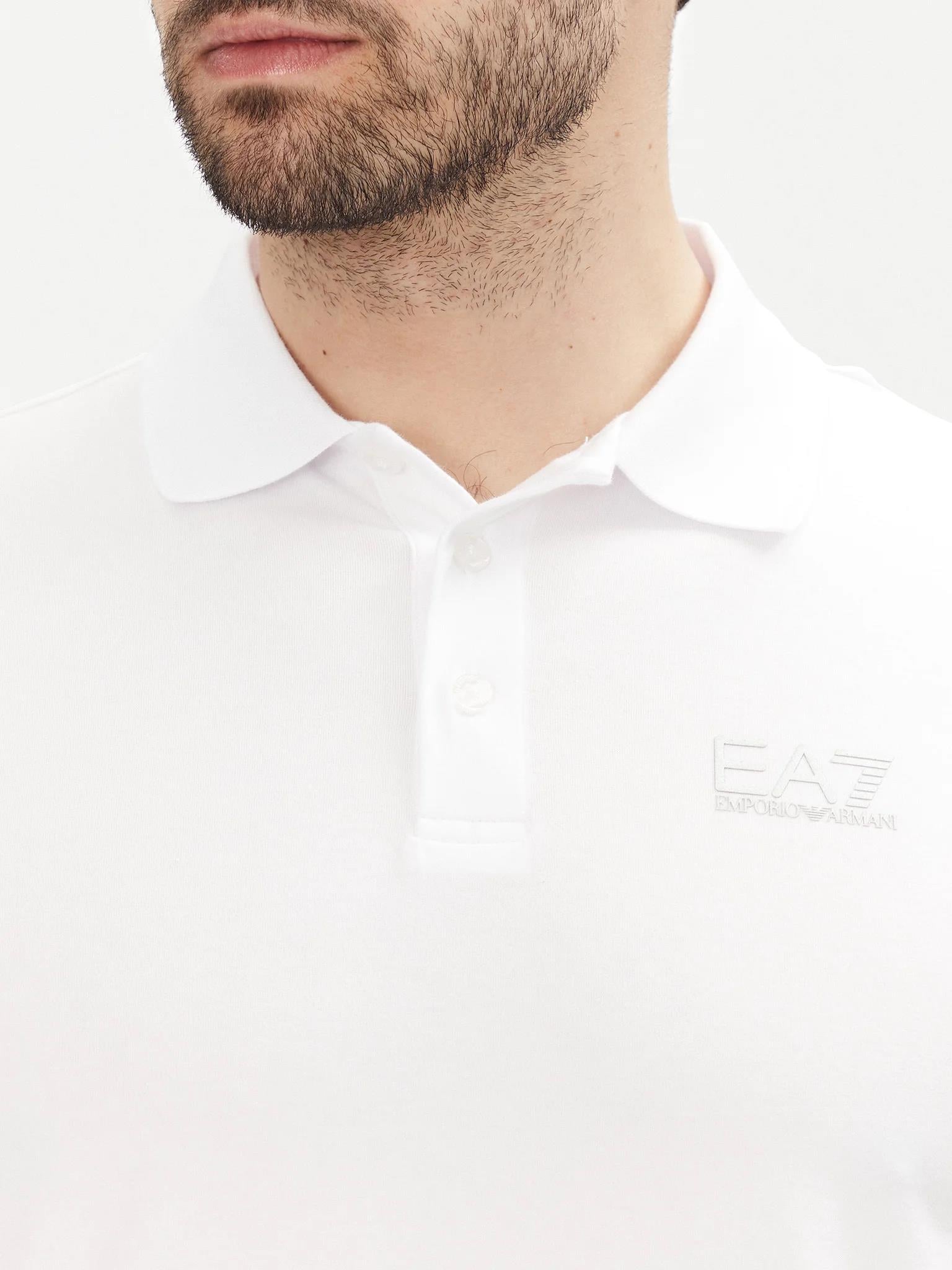 EA7 Ea7 Erkek Regular Fit Logo Baskılı Kısa Kollu Pamuklu Beyaz Polo Yaka T-Shirt 8NPF14 PJVQZ-0100