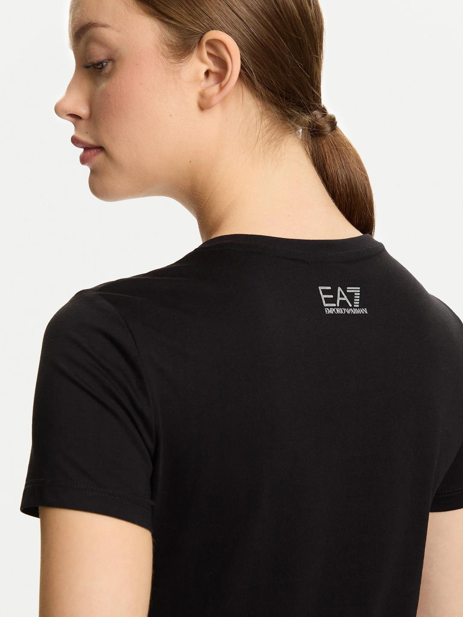 EA7 Ea7 Erkek slim fit Kısa Kollu Logolu Bisiklet Yaka Siyah T-Shirt 7W000521 AF12503-UC001