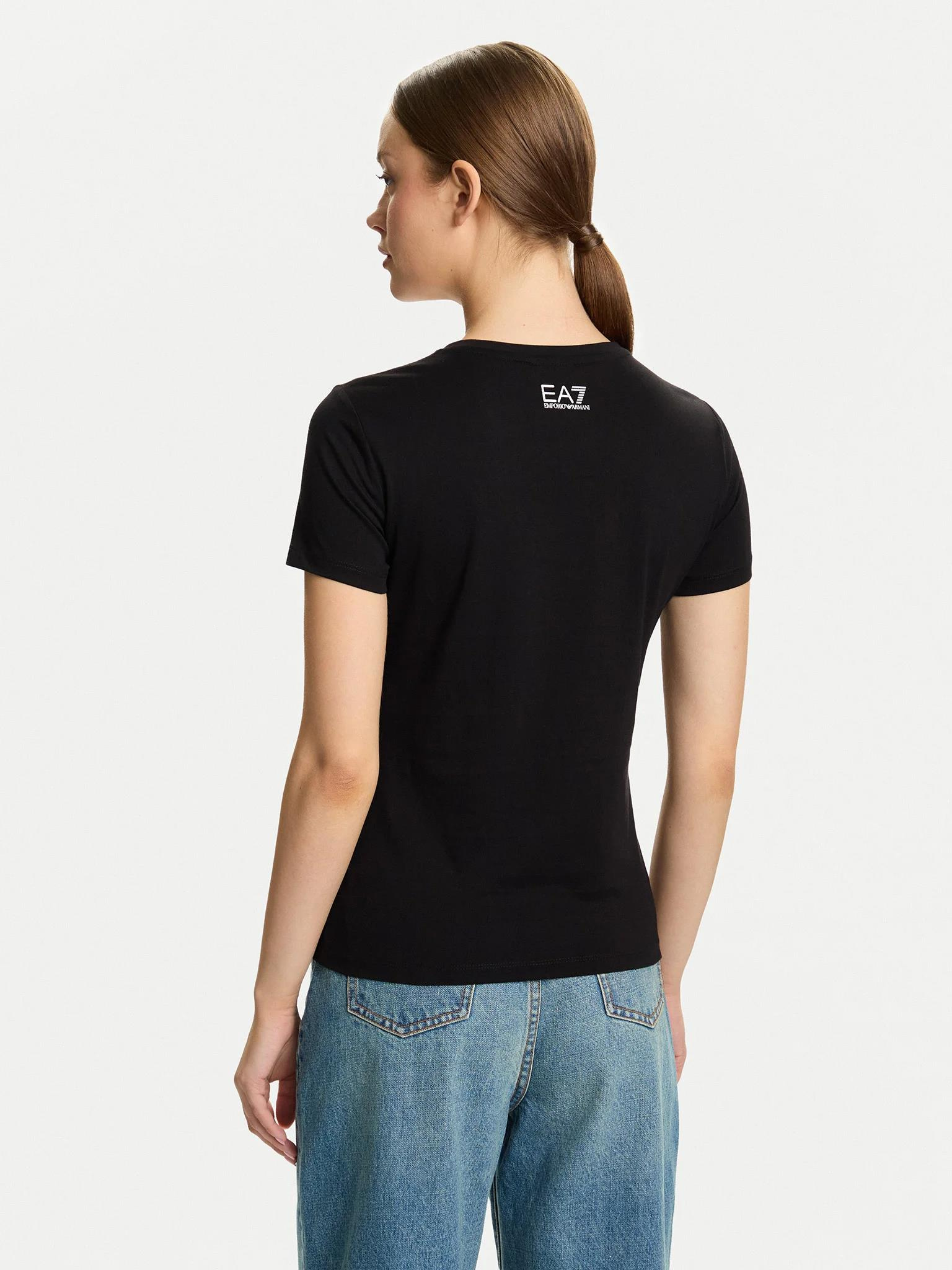 EA7 Ea7 Erkek slim fit Kısa Kollu Logolu Bisiklet Yaka Siyah T-Shirt 7W000521 AF12503-UC001