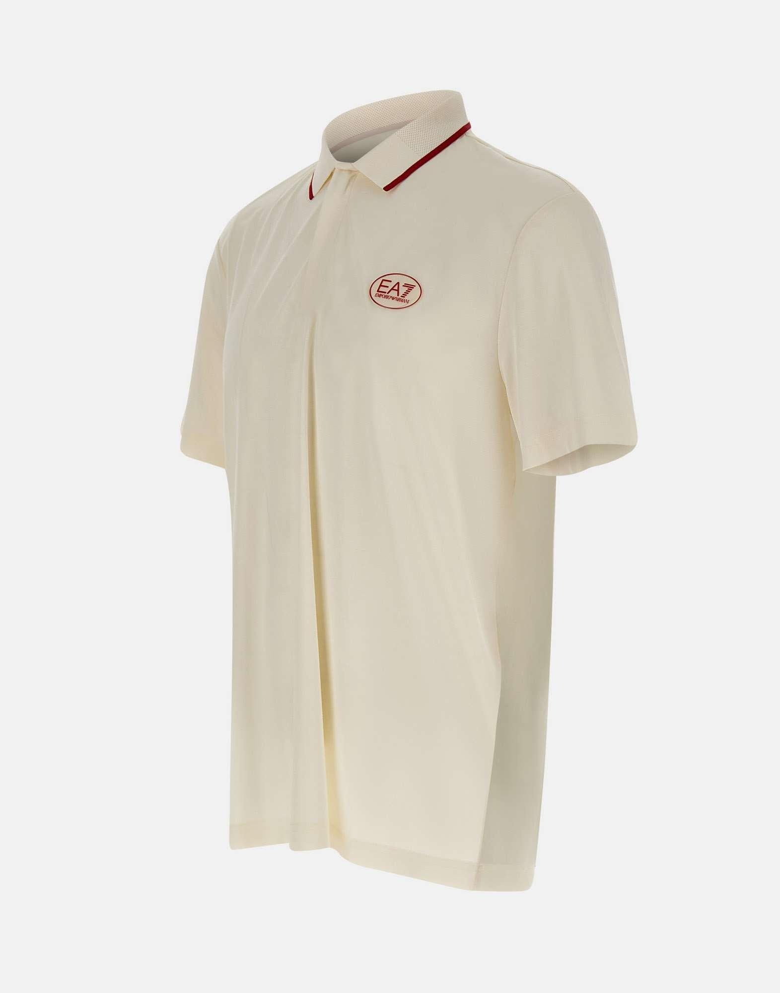 EA7 Ea7 Erkek Vücut Sıcaklığını Sabit Tutan Kumaş Dar Kalıp Logo Desenli Kısa Kollu Krem Polo Yaka T-Shirt 7M001288 AF13520-U0004