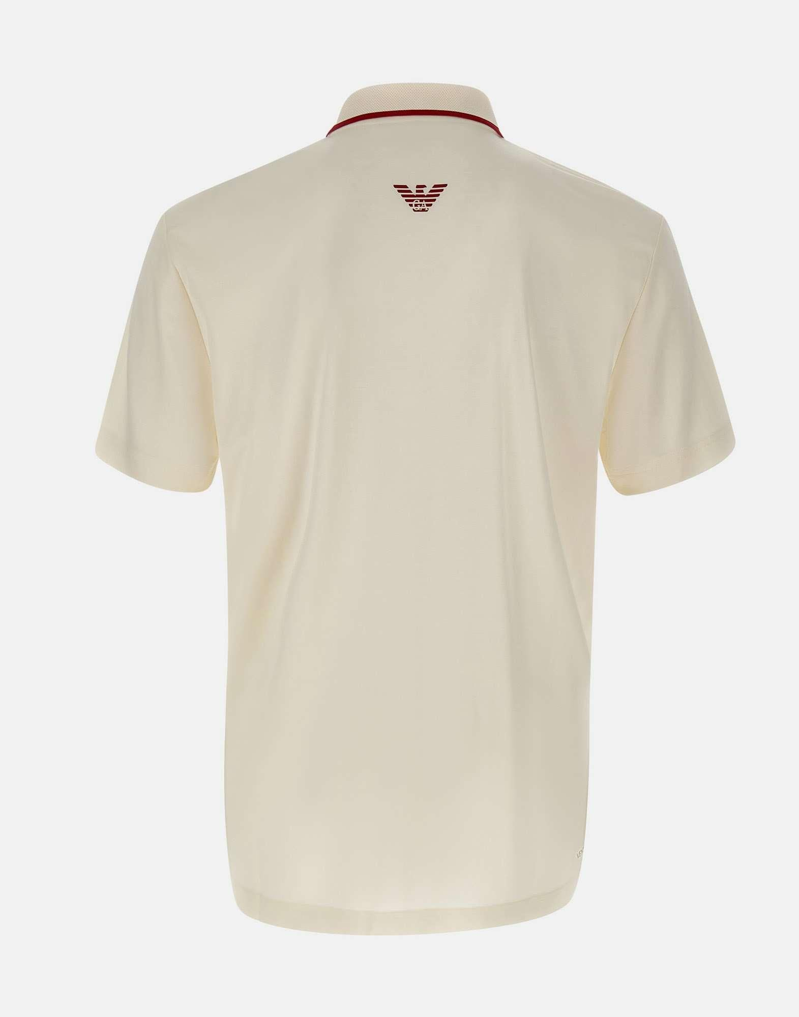 EA7 Ea7 Erkek Vücut Sıcaklığını Sabit Tutan Kumaş Dar Kalıp Logo Desenli Kısa Kollu Krem Polo Yaka T-Shirt 7M001288 AF13520-U0004