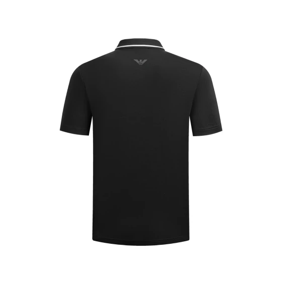 EA7 Ea7 Erkek Vücut Sıcaklığını Sabit Tutan Kumaş Dar Kalıp Logo Desenli Kısa Kollu Siyah Polo Yaka T-Shirt 7M001288 AF13520-UC001