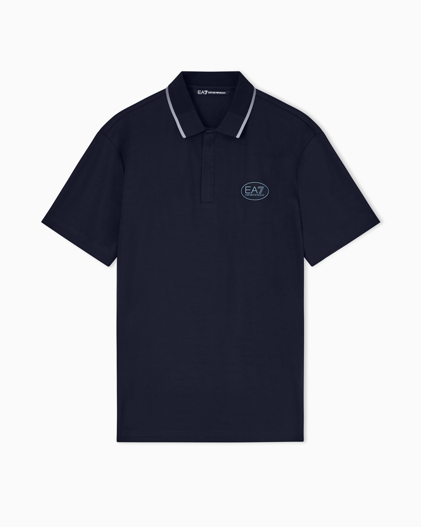 EA7 Ea7 Erkek Vücut Sıcaklığını Sabit Tutan Kumaş Dar Kalıp Logo Desenli Kısa Kollu Lacivert Polo Yaka T-Shirt 7M001288 AF13520-UB102