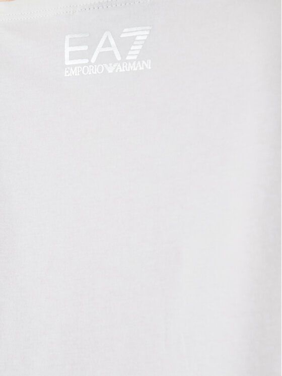 EA7 Ea7 Kadın Göğüste Taş Detaylı Logo Desenli Pamuklu Yuvarlak Yakalı Kısa Kollu Beyaz T-Shirt 7W001098 AF14880-U1142