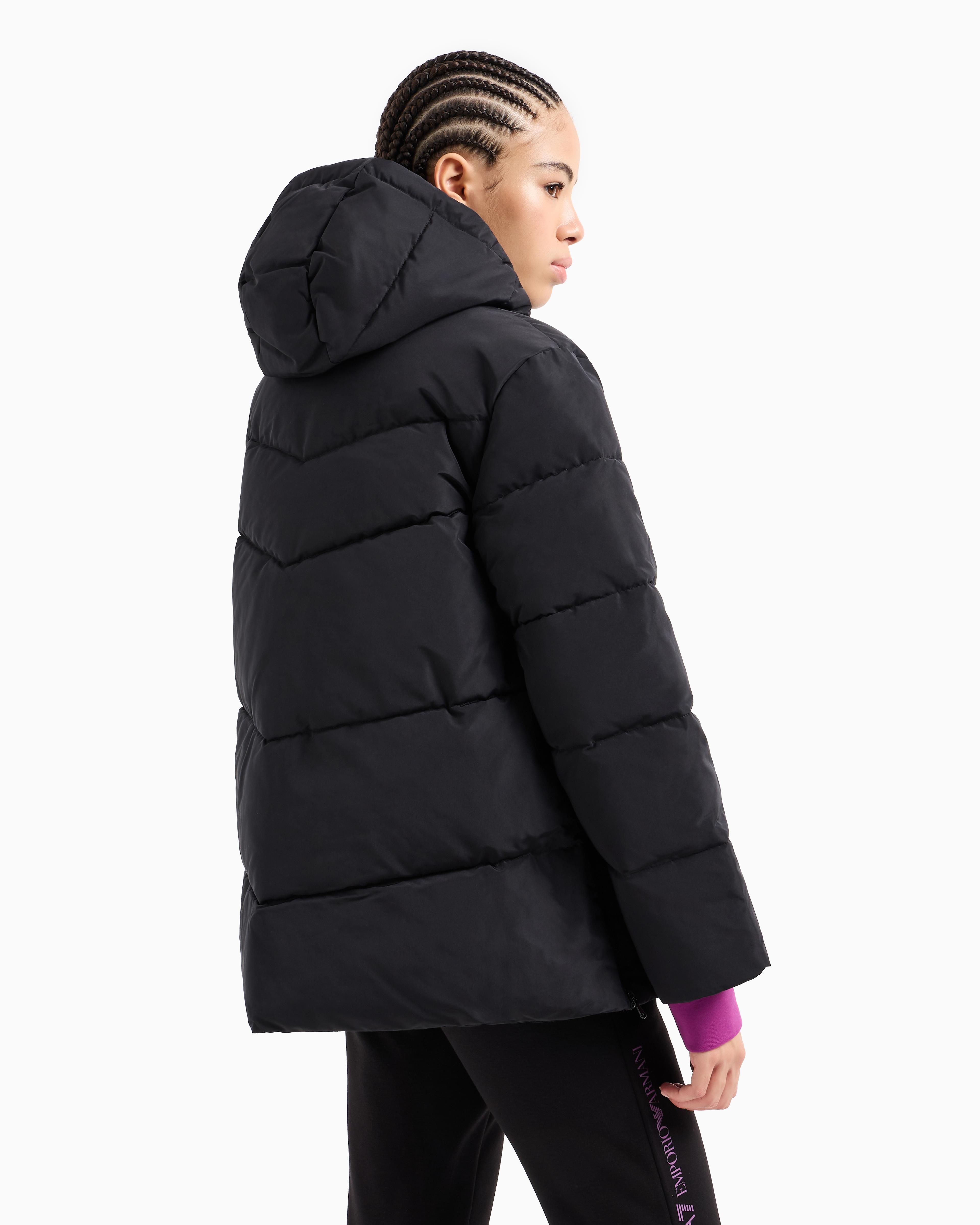 Ea7 Ea7 Kadın Kapitoneli Regular Fit Kapüşonlu Şişme Siyah Ceket 6DTB18 TN8AZ-1200