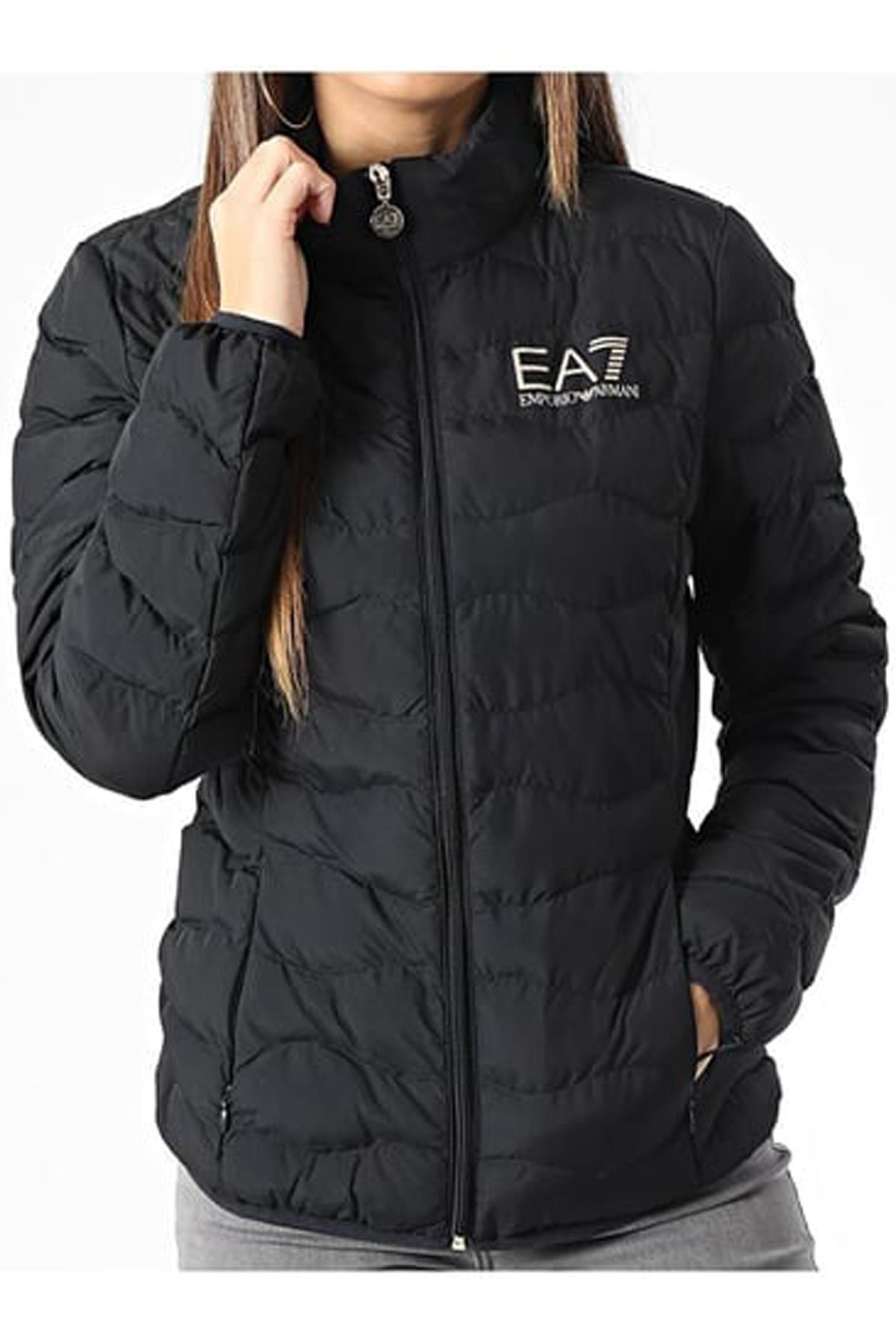 Ea7 Ea7 Kadın Kapüşonlu Uzun Kol Logolu Siyah Mont 8NTB21 TNF8Z-0200