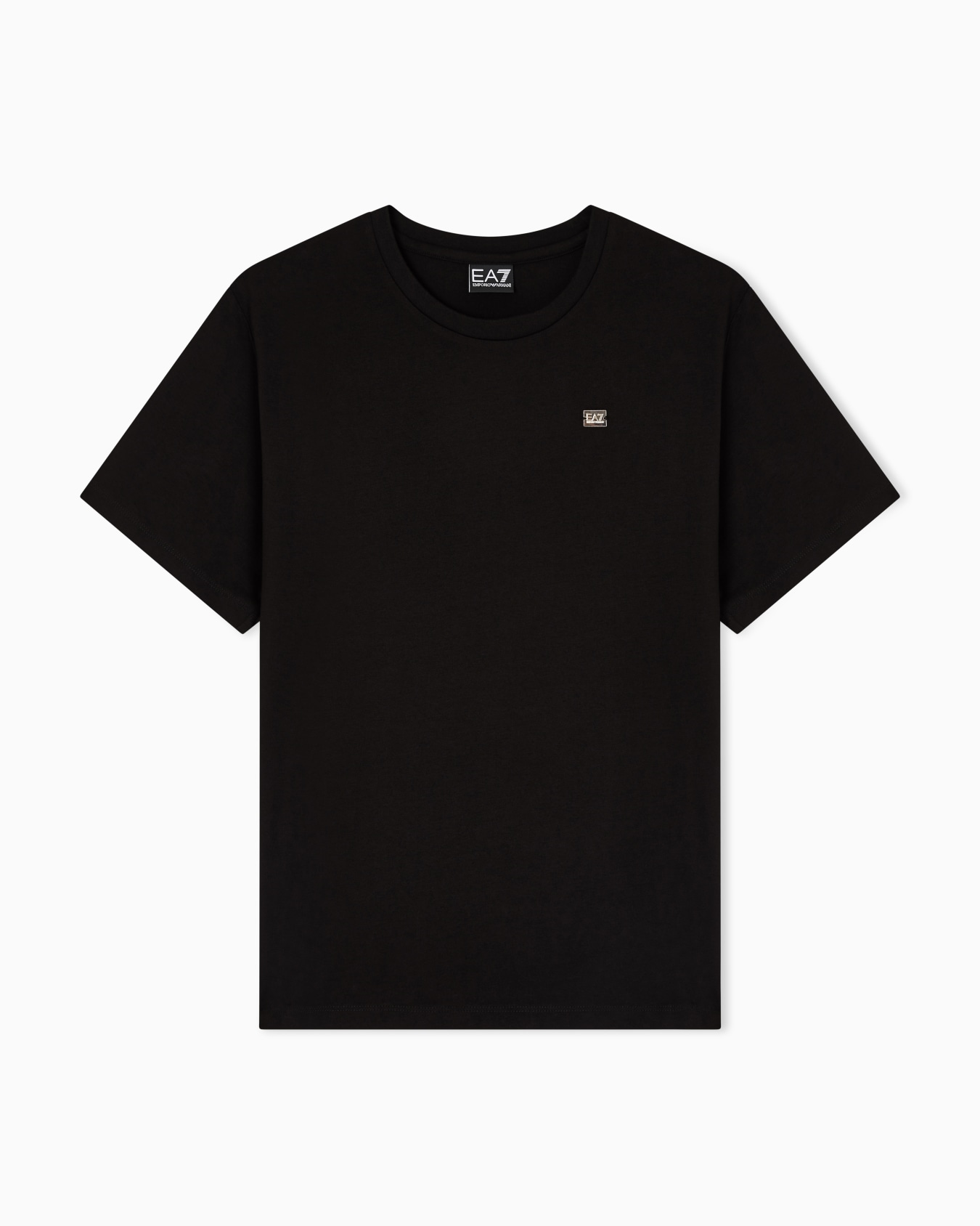 EA7 Ea7 Kadın Normal Kalıp Pamuklu Yuvarlak Yakalı Metalik Logo Detaylı Kısa Kollu Siyah T-Shirt 7W000455 AF10373-UC001
