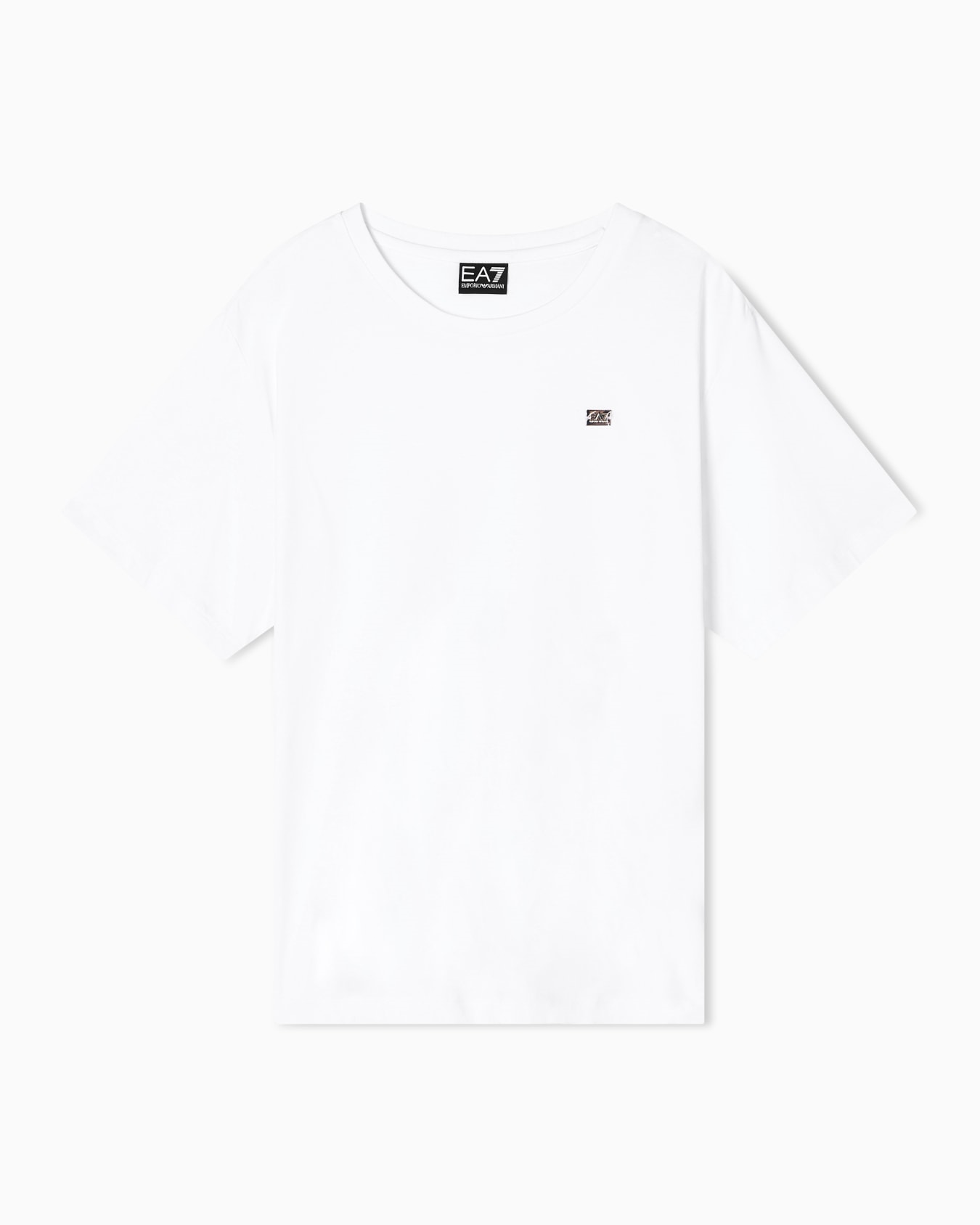 EA7 Ea7 Kadın Normal Kalıp Pamuklu Yuvarlak Yakalı Metalik Logo Detaylı Kısa Kollu Beyaz T-Shirt 7W000455 AF10373-U0002