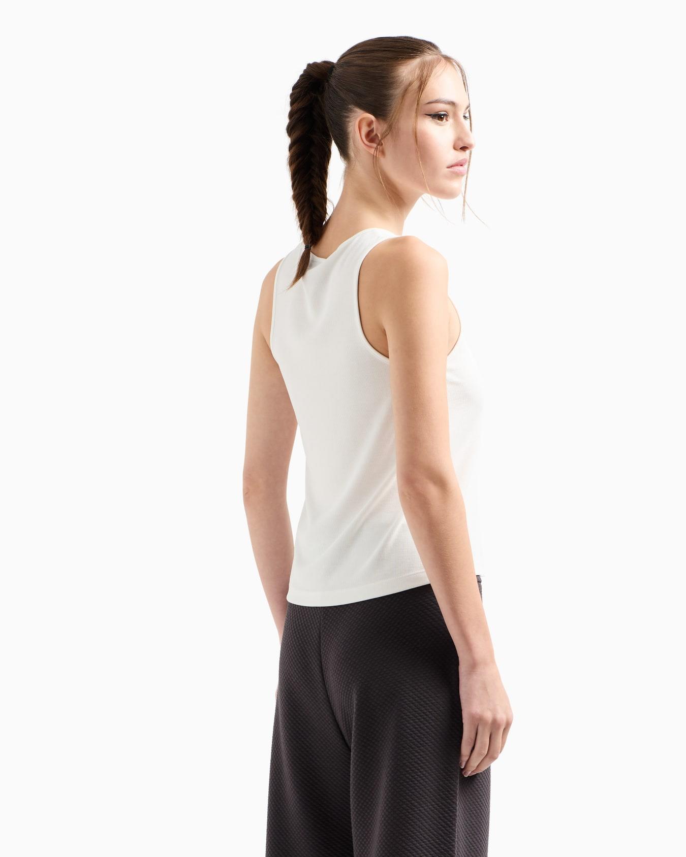 Ea7 Ea7 Kadın Normal Kesim Halter Yaka Dokuma Kumaş Ekru Atlet 7W000251 AF12956-U1079