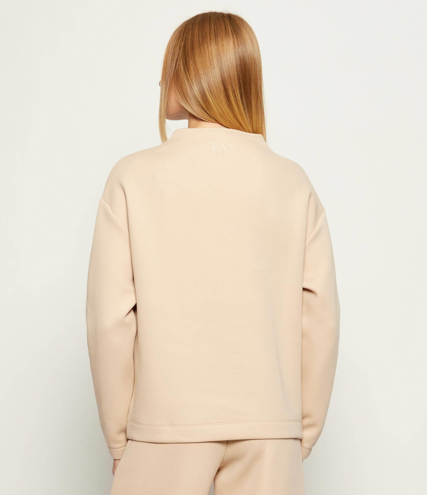 EA7 Ea7 Kadın Regular Fit Dik Yaka Uzun Kollu Bej Sweatshirt 7W000524 AF13151-U1046