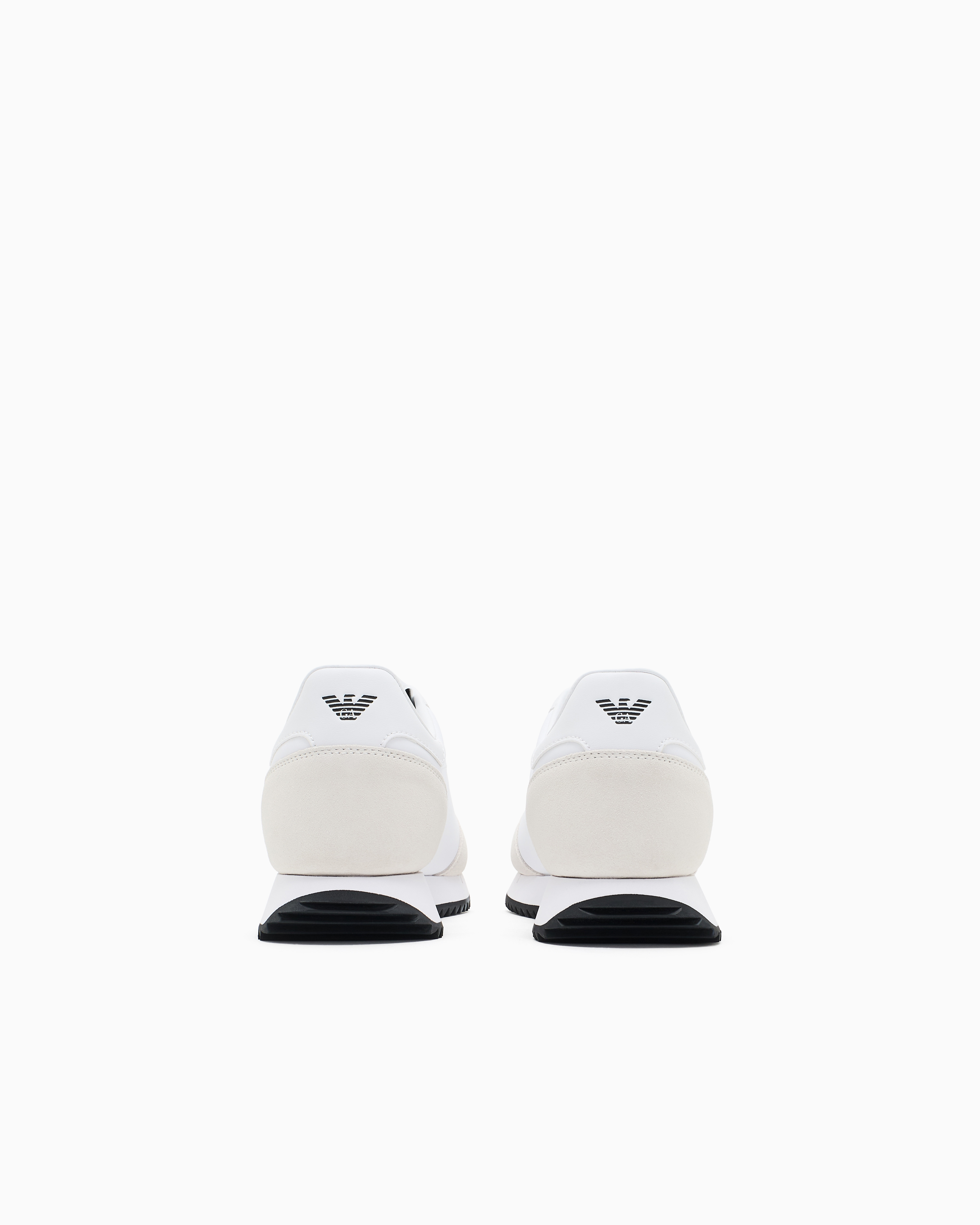 EA7 Ea7 Unısex Kalın Rahat Taban Logo Desenli Süet Detaylı Beyaz-Siyah Sneaker 7X000541 AF18609-MZ021