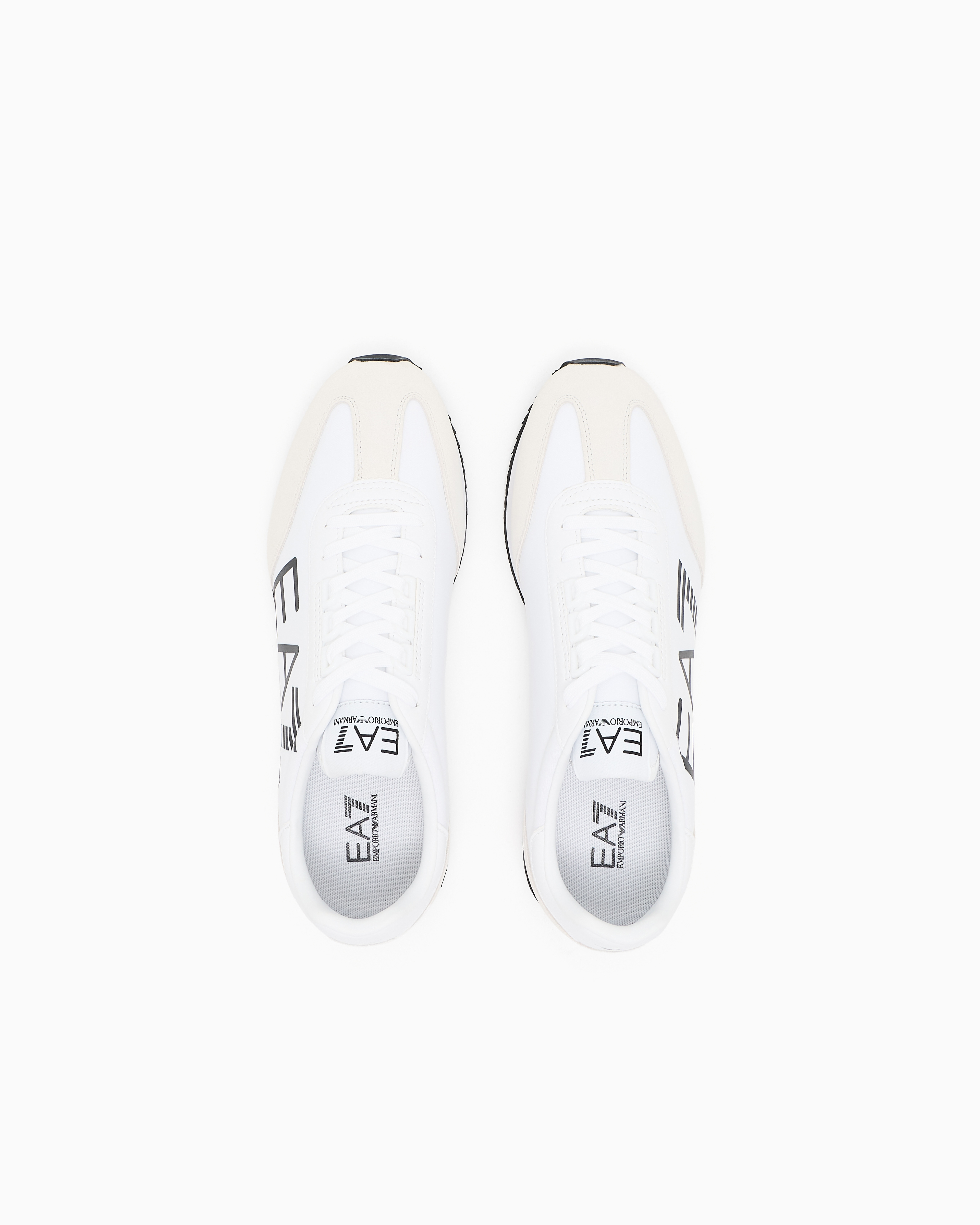 EA7 Ea7 Unısex Kalın Rahat Taban Logo Desenli Süet Detaylı Beyaz-Siyah Sneaker 7X000541 AF18609-MZ021