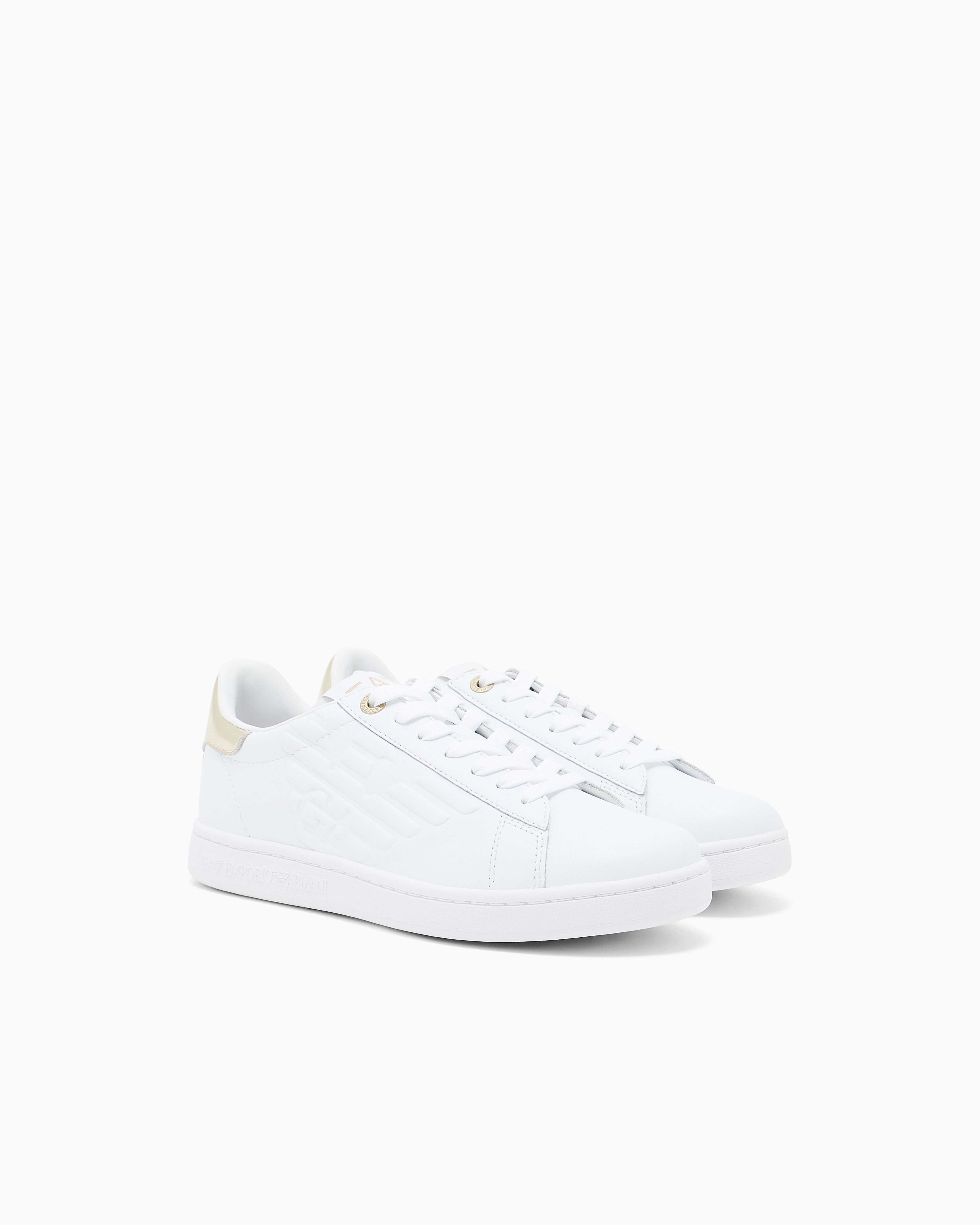EA7 Ea7 Unısex Kartal Logo Kabartmalı Düşük Bilekli Hakiki Deri Beyaz Sneaker 7X000331 AF10848-M0015