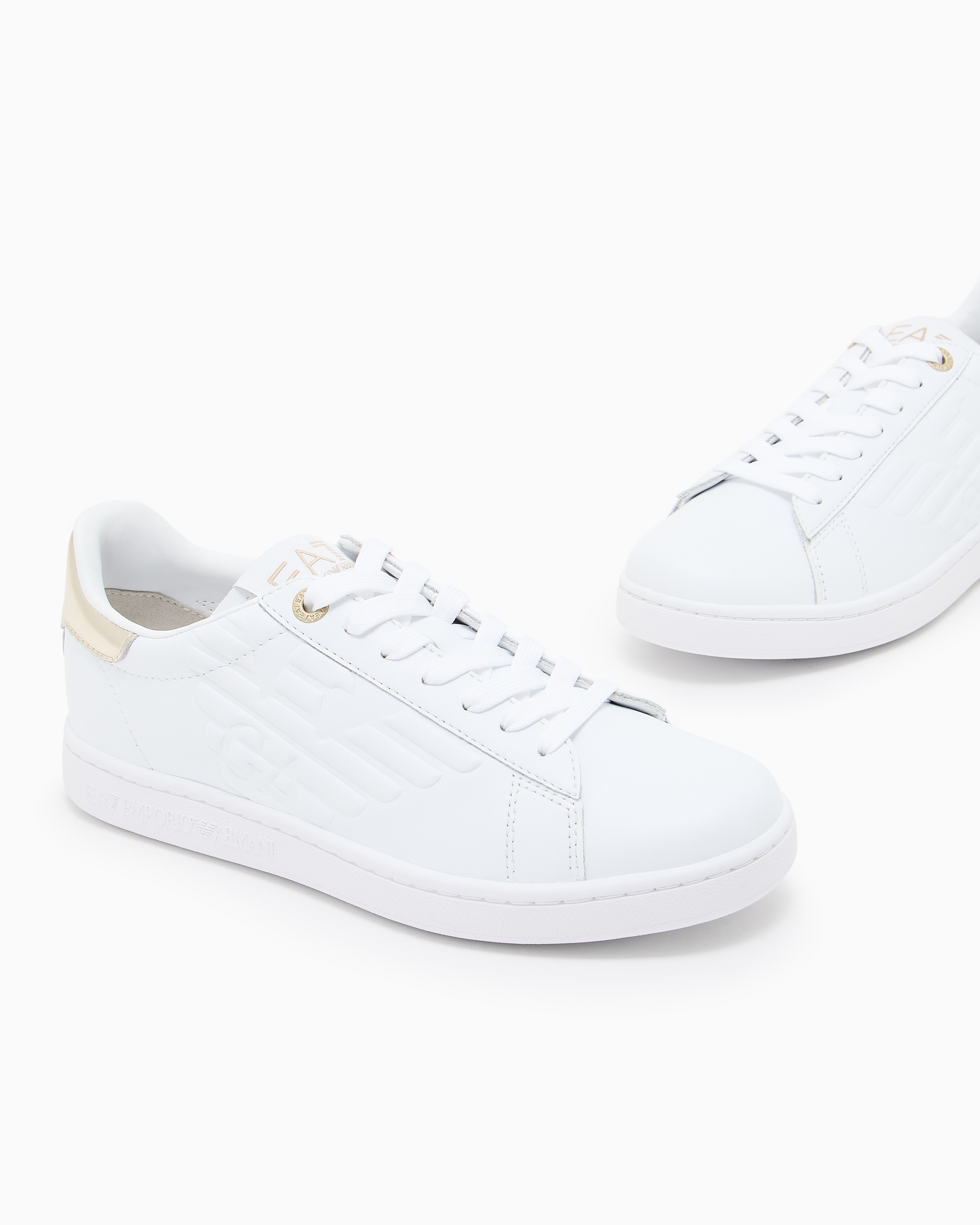 EA7 Ea7 Unısex Kartal Logo Kabartmalı Düşük Bilekli Hakiki Deri Beyaz Sneaker 7X000331 AF10848-M0015