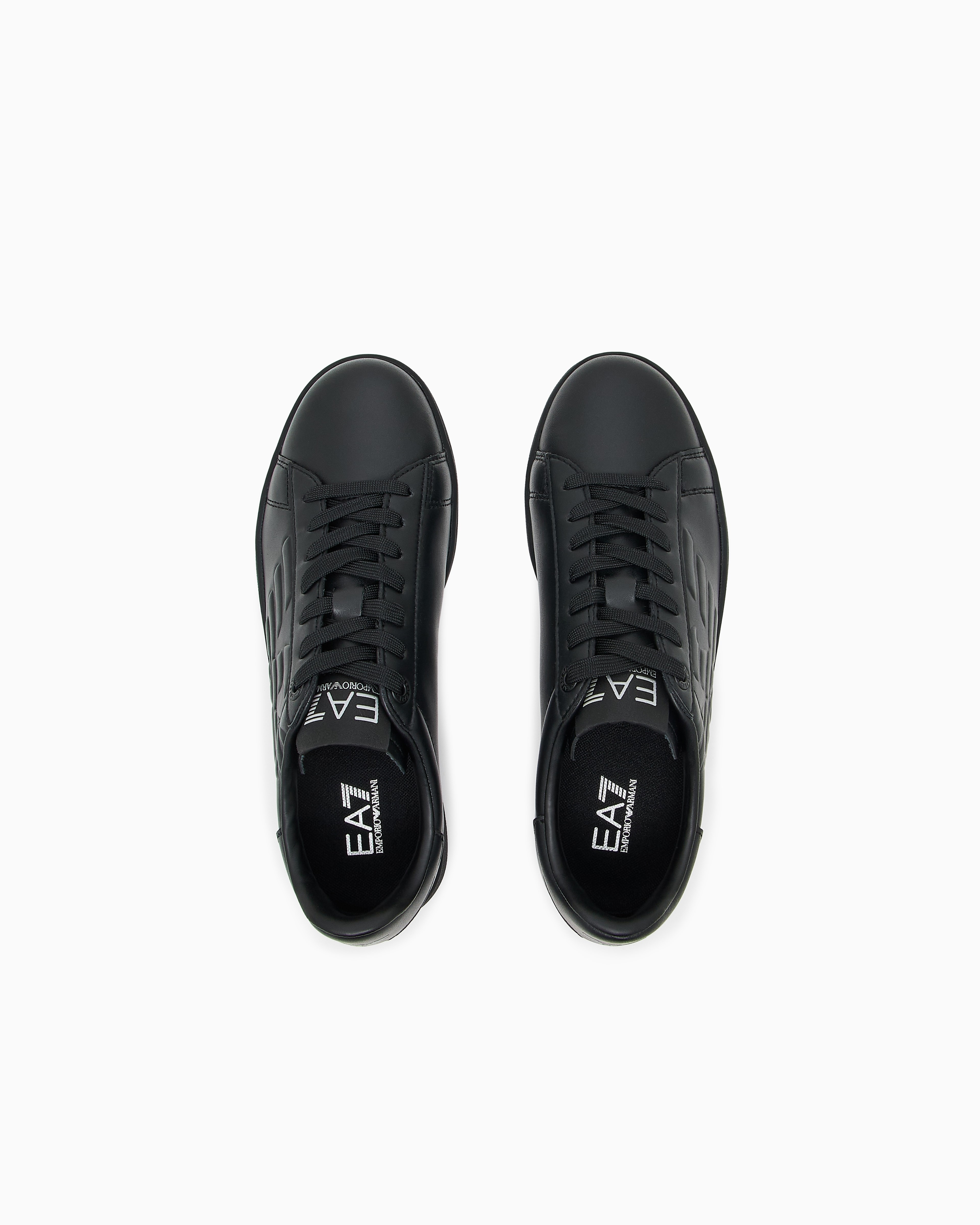 EA7 Ea7 Unısex Kartal Logo Kabartmalı Düşük Bilekli Hakiki Deri Siyah Sneaker 7X000331 AF10848-MC061