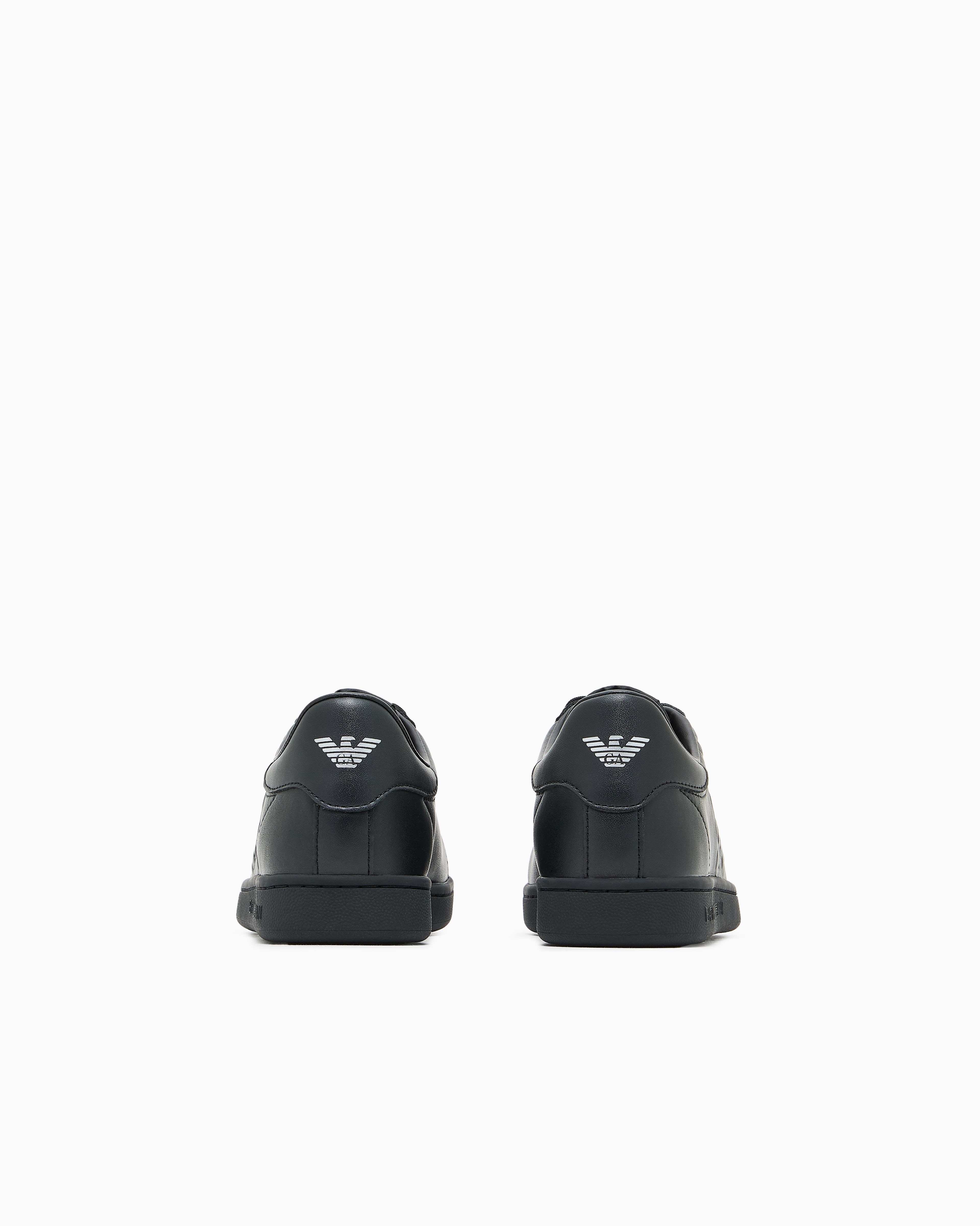 EA7 Ea7 Unısex Kartal Logo Kabartmalı Düşük Bilekli Hakiki Deri Siyah Sneaker 7X000331 AF10848-MC061