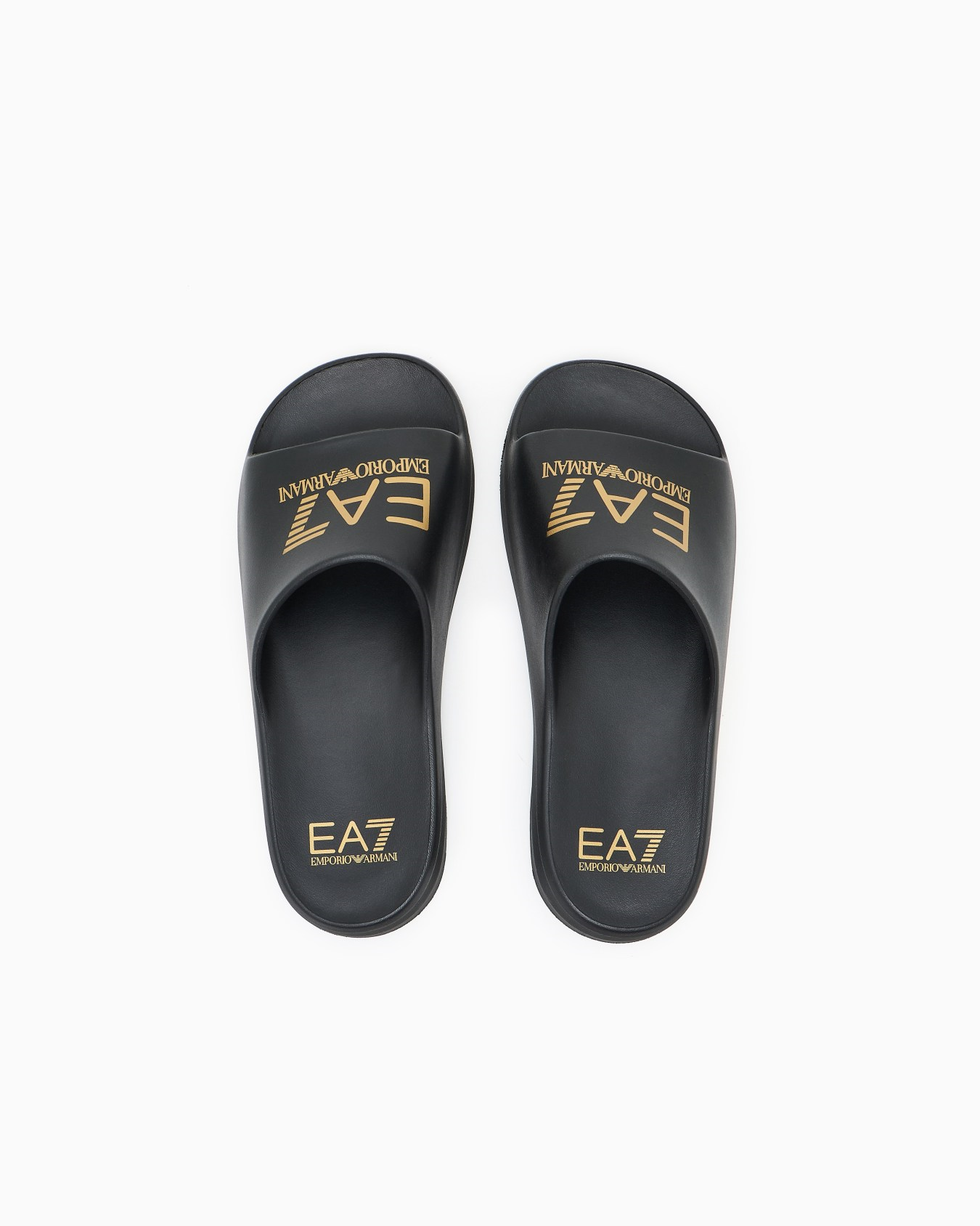 EA7 Ea7 Unısex Logo Tasarımlı Yüksek Tabanlı Siyah - Gold Terlik 7X000356 AF18618-MC021