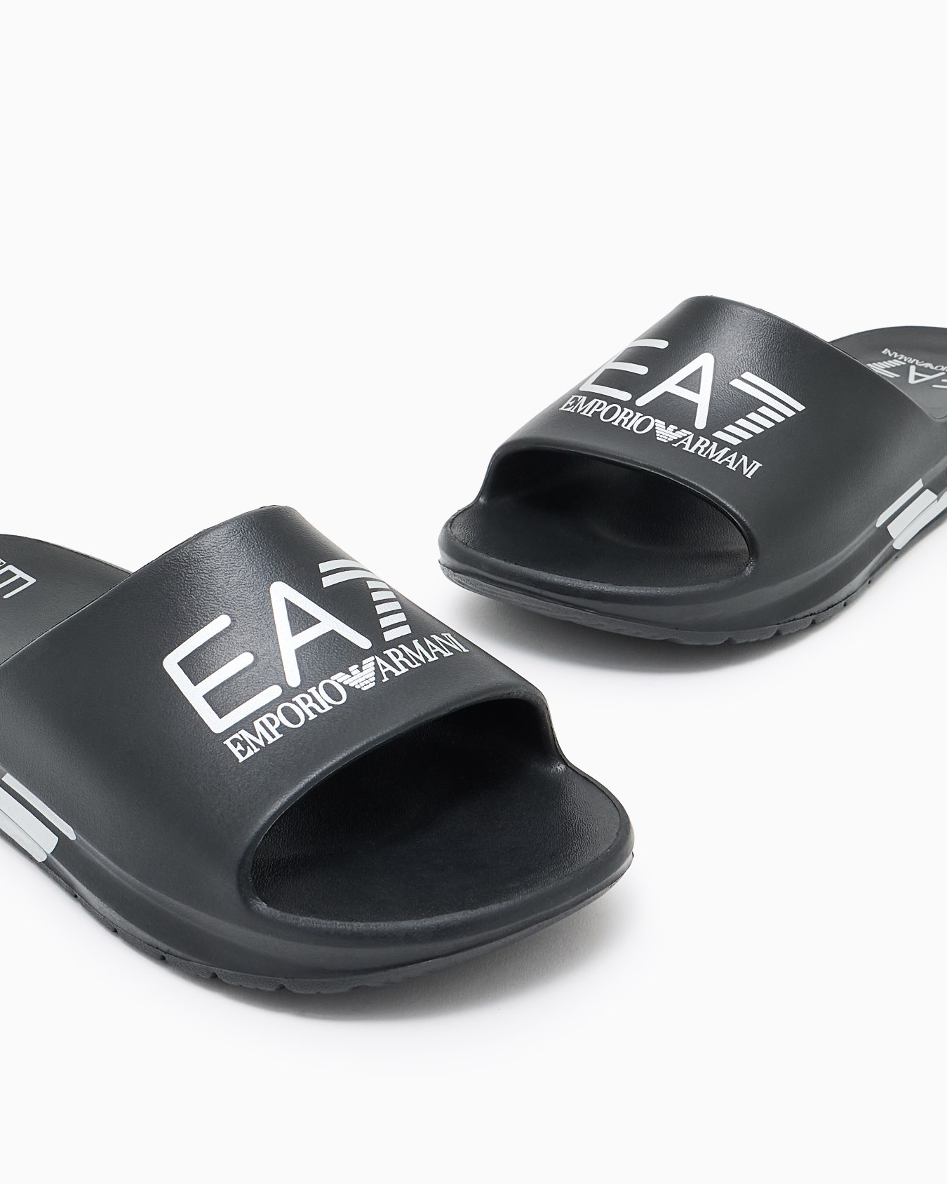 EA7 Ea7 Unısex Logo Tasarımlı Yüksek Tabanlı Siyah-Gümüş Terlik 7X000356 AF18618-MC026