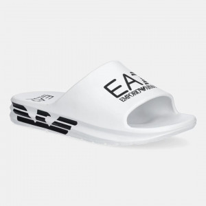 EA7 Ea7 Unısex Logo Tasarımlı Yüksek Tabanlı Beyaz-Siyah Terlik 7X000356 AF18618-MZ021
