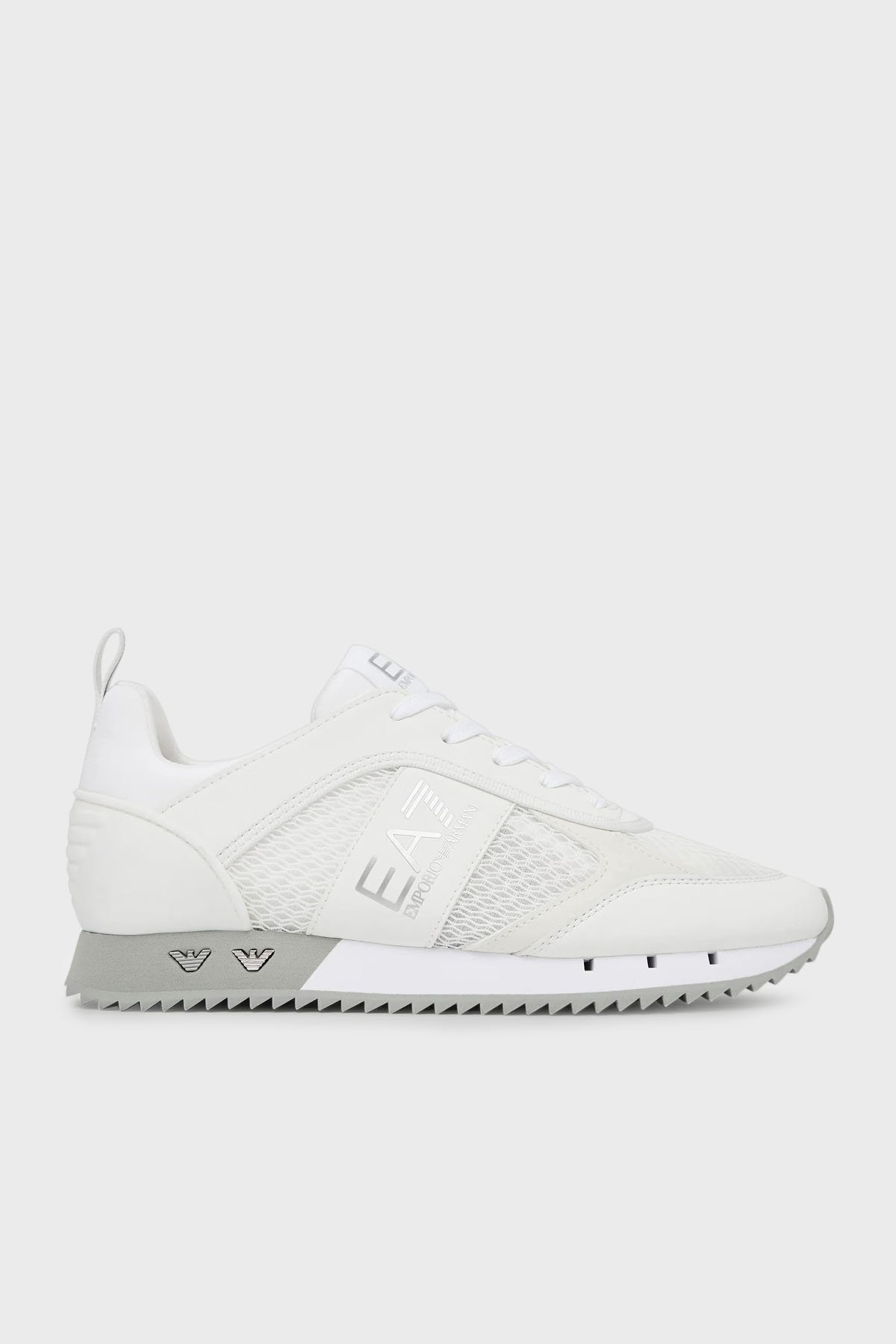 EA7 Ea7 Unısex Nefes Alabilen File Detaylı Rahat Taban Kartal Logo Motifli Beyaz-Gümüş Sneaker 7X000334 AF18610-MZ024