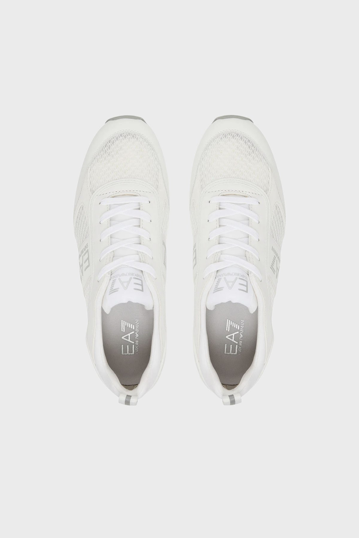 EA7 Ea7 Unısex Nefes Alabilen File Detaylı Rahat Taban Kartal Logo Motifli Beyaz-Gümüş Sneaker 7X000334 AF18610-MZ024