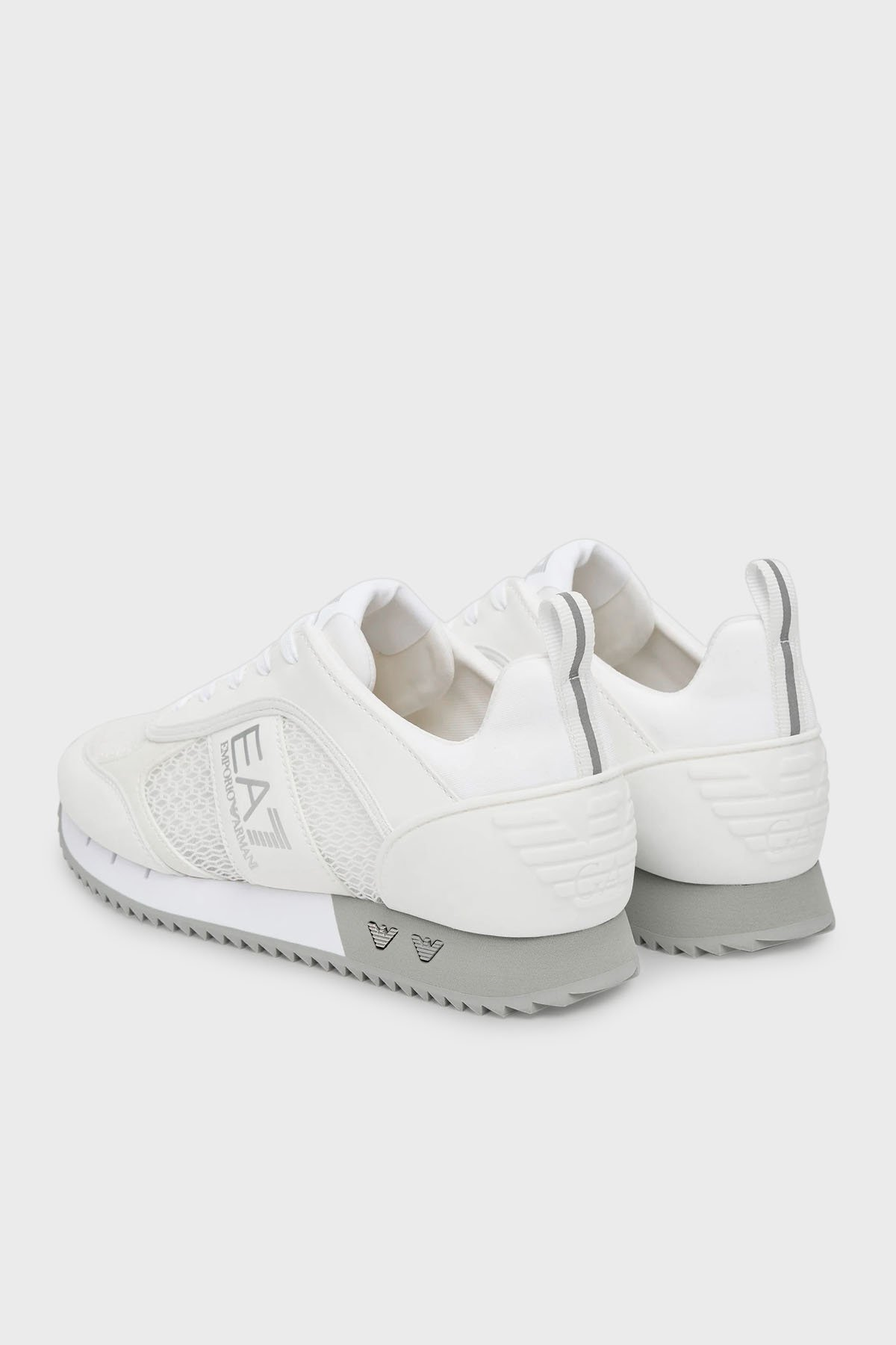 EA7 Ea7 Unısex Nefes Alabilen File Detaylı Rahat Taban Kartal Logo Motifli Beyaz-Gümüş Sneaker 7X000334 AF18610-MZ024